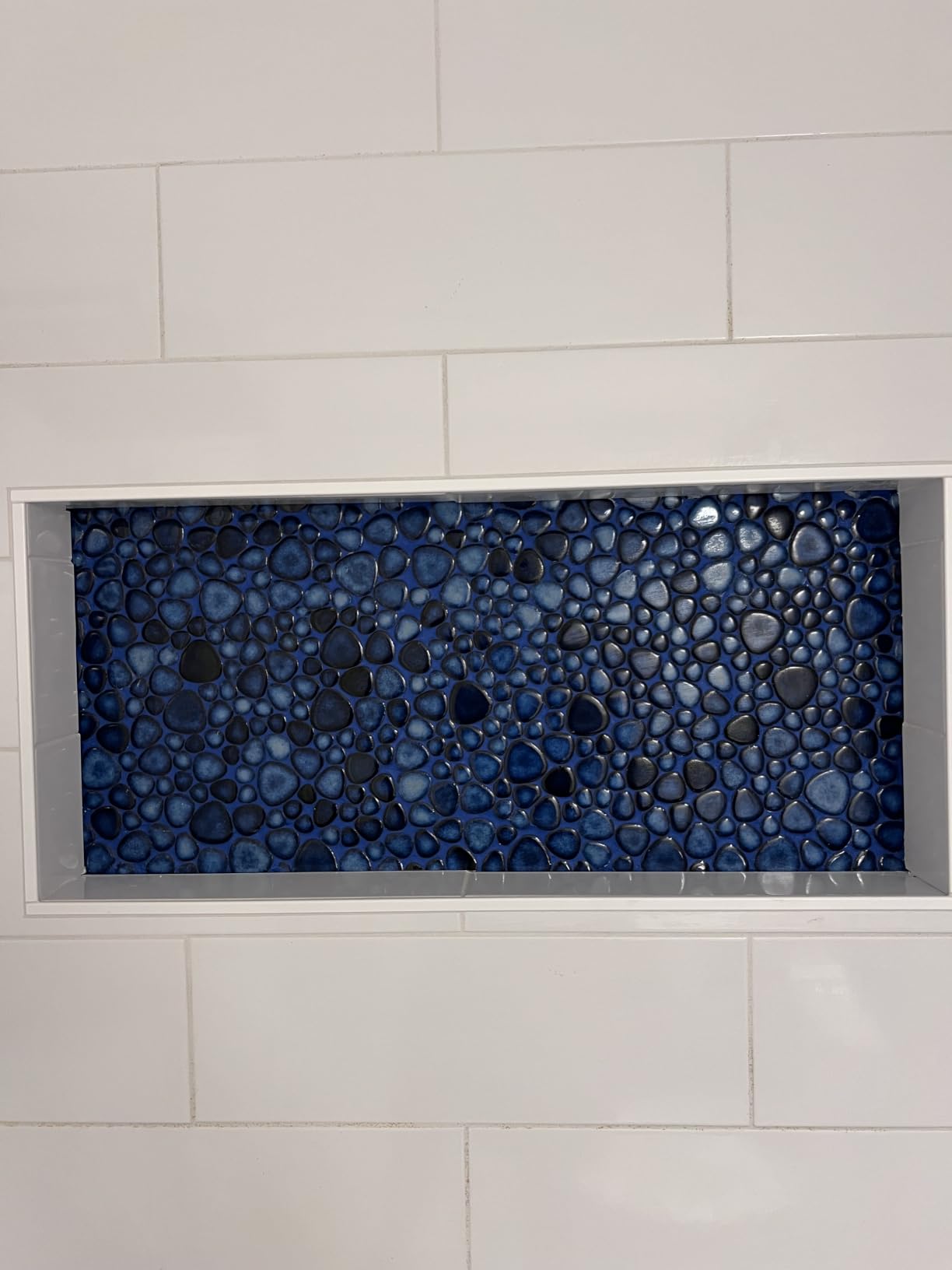 Cobalt Blue Pebble Tiles for Shower Floor Bathroom Floor Wall Mosaic Tile [Set of 5 Sheets] customer photo 1