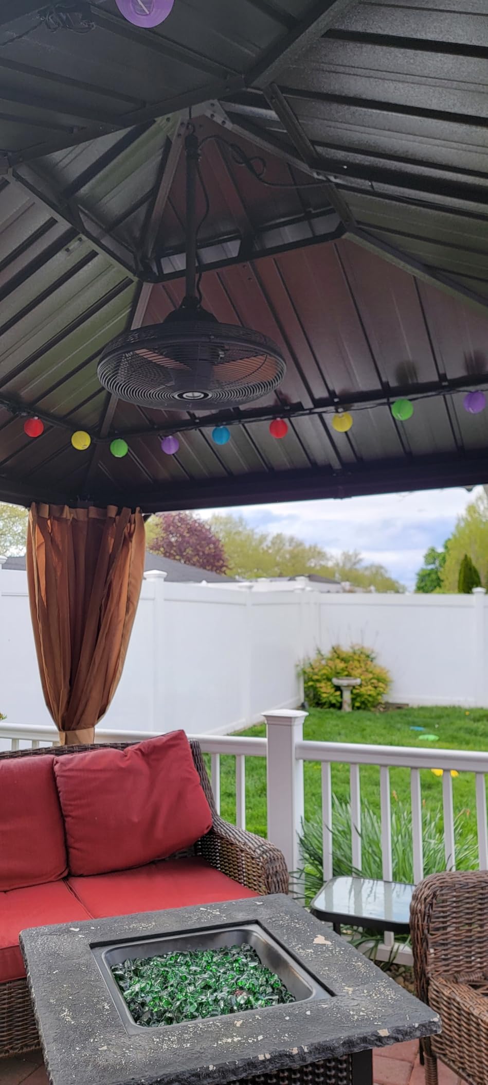 10' X 10' Hardtop Gazebo, Galvanized Steel Roof Outdoor Pavilion, Brown | Aluminum Frame, Privacy Curtain and Netting, Hook, Double Metal Roof, Heavy Duty Permanent Gazebo for Backyard customer photo 1