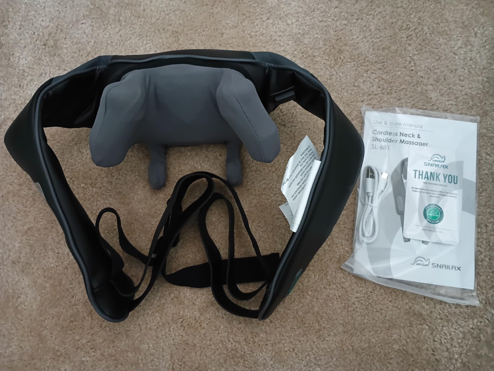 Snailax Cordless Neck Massager with Heat for Pain Relief Deep Tissue, 4D Kneading,Rechargeable Shiatsu Back Neck Massager for Neck, Shoulders Back, Gift for Father | 2 modes, 3 speeds, 104-122°F heat, Wearable hands-free straps, washable sleeve, 100-min battery customer photo 1