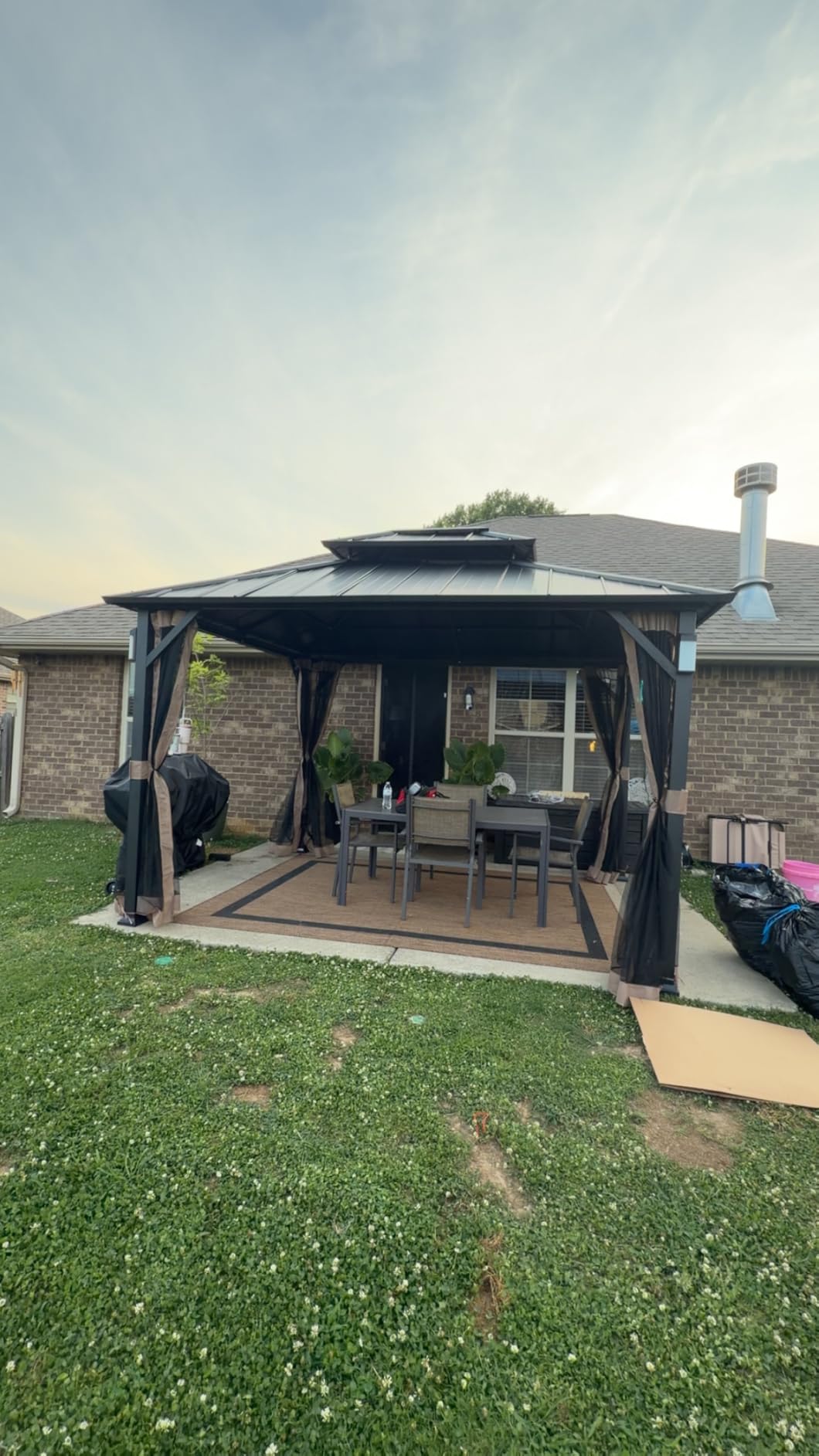 Modern Shade Aluminum Grill Gazebo 6x8 with USB Charging Power Strip, Black | BBQ Gazebos with Shelves & Hooks, Grill Canopy Hardtop with Galvanized Steel Double Roof, Extra-Wide Column Design for Patio customer photo 1