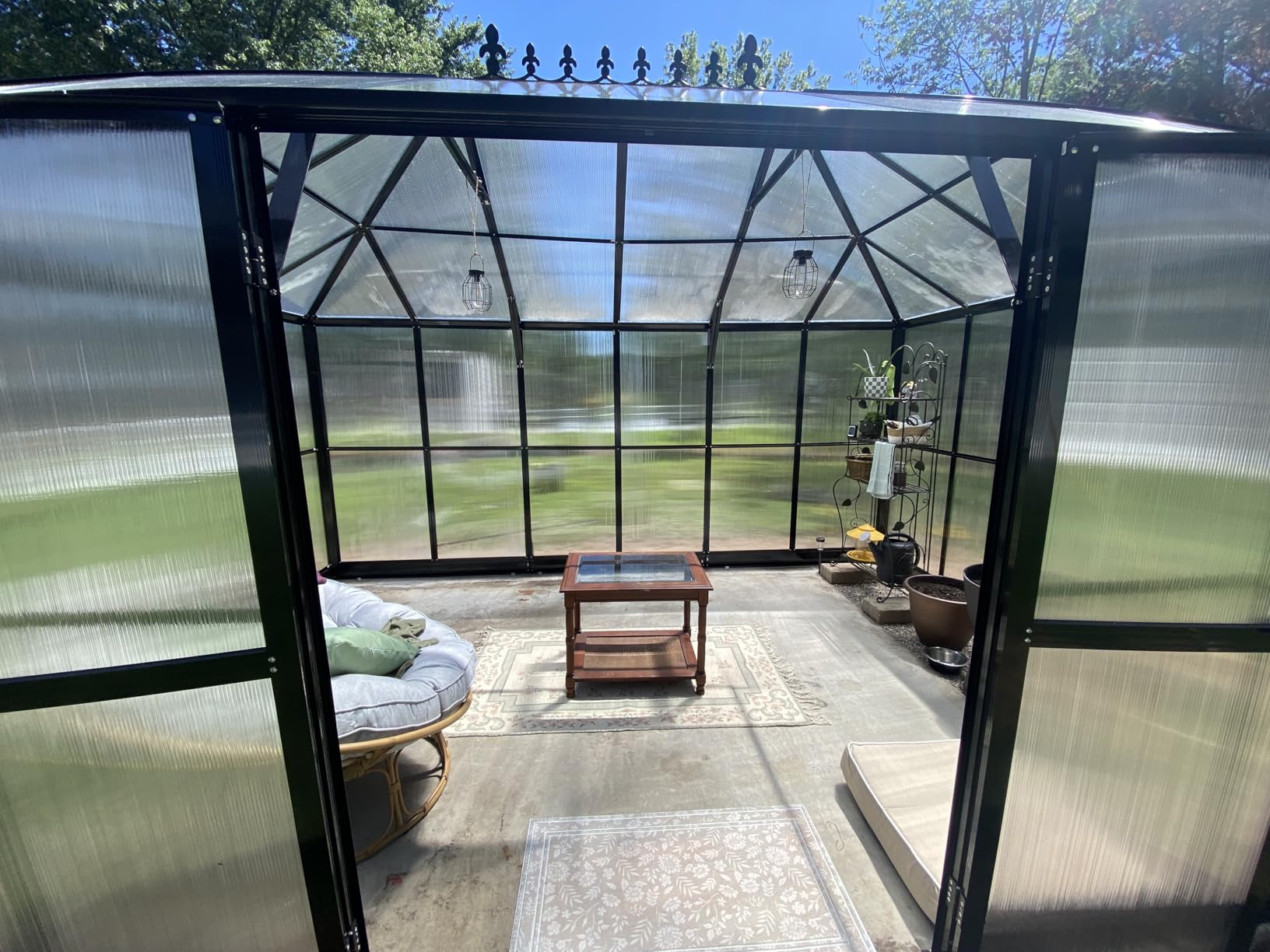 HOWE 14x9.5x9 FT Polycarbonate Greenhouse for Outdoors, Pavilion Style, Aluminum Greenhouse with 2 Vents & Lockable Double Doors, 6 FT Wall Height, Walk-in Sunroom, Ideal for Garden & Patio Use customer photo 2