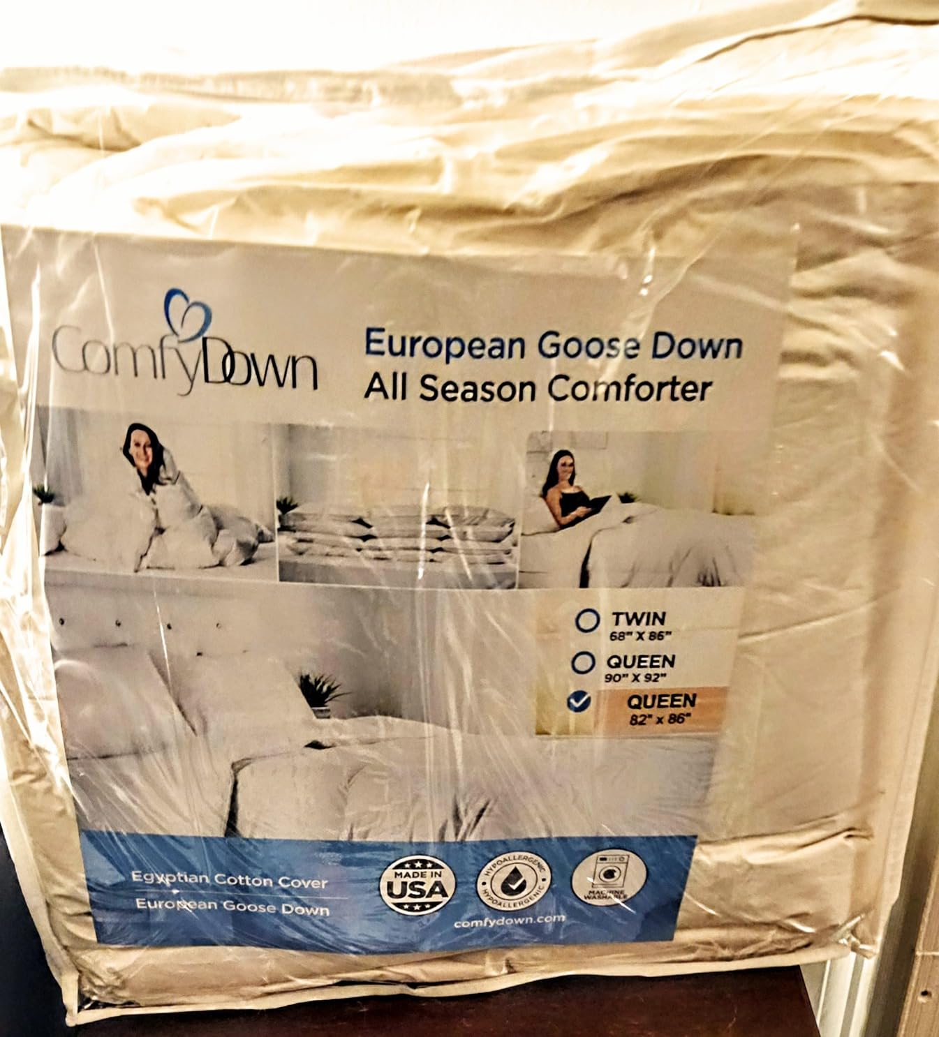 ComfyDown RoyalRest Comforter, 750+ Fill Power, Luxury European Goose Down, 100% Egyptian Cotton Cover with 400 Thread Count, All-Season, Machine Washable - Made in USA customer photo 1