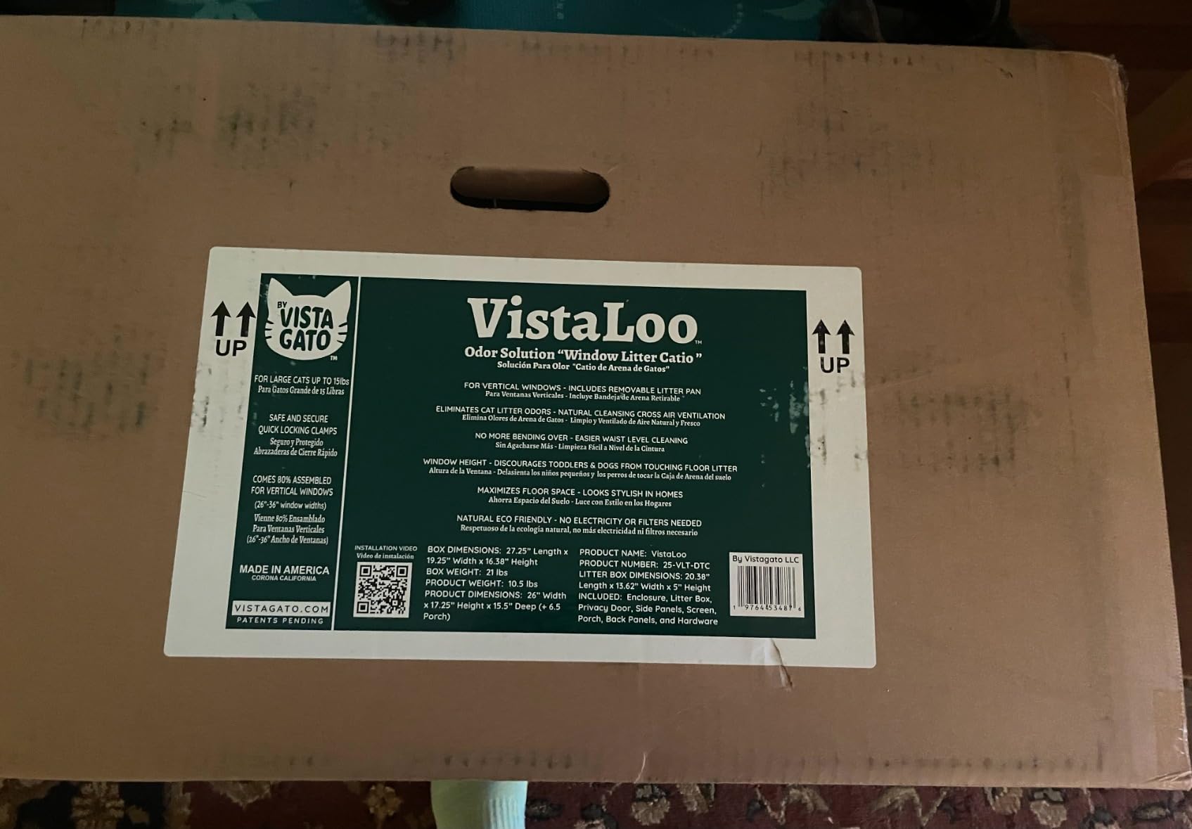 VistaGato Signature Window Cat Enclosure - Catio & Perch for Indoor Cats, Fits 26-32