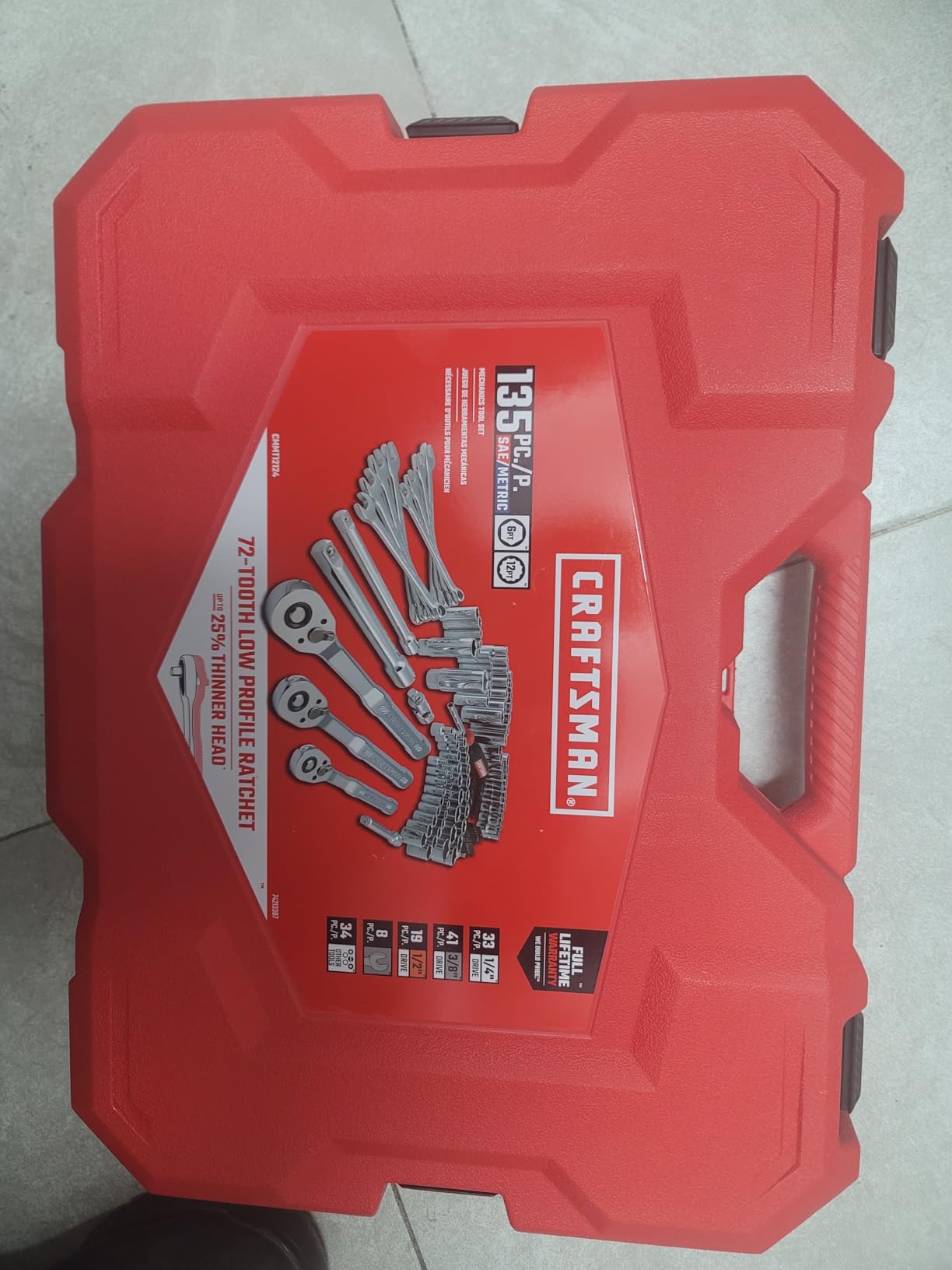CRAFTSMAN Mechanic Tool Set 135 Pcs, 1/4, 1/2 and 3/8 Inch Drive SAE and Metric Socket Wrench Set with Case (CMMT12124) customer photo 2