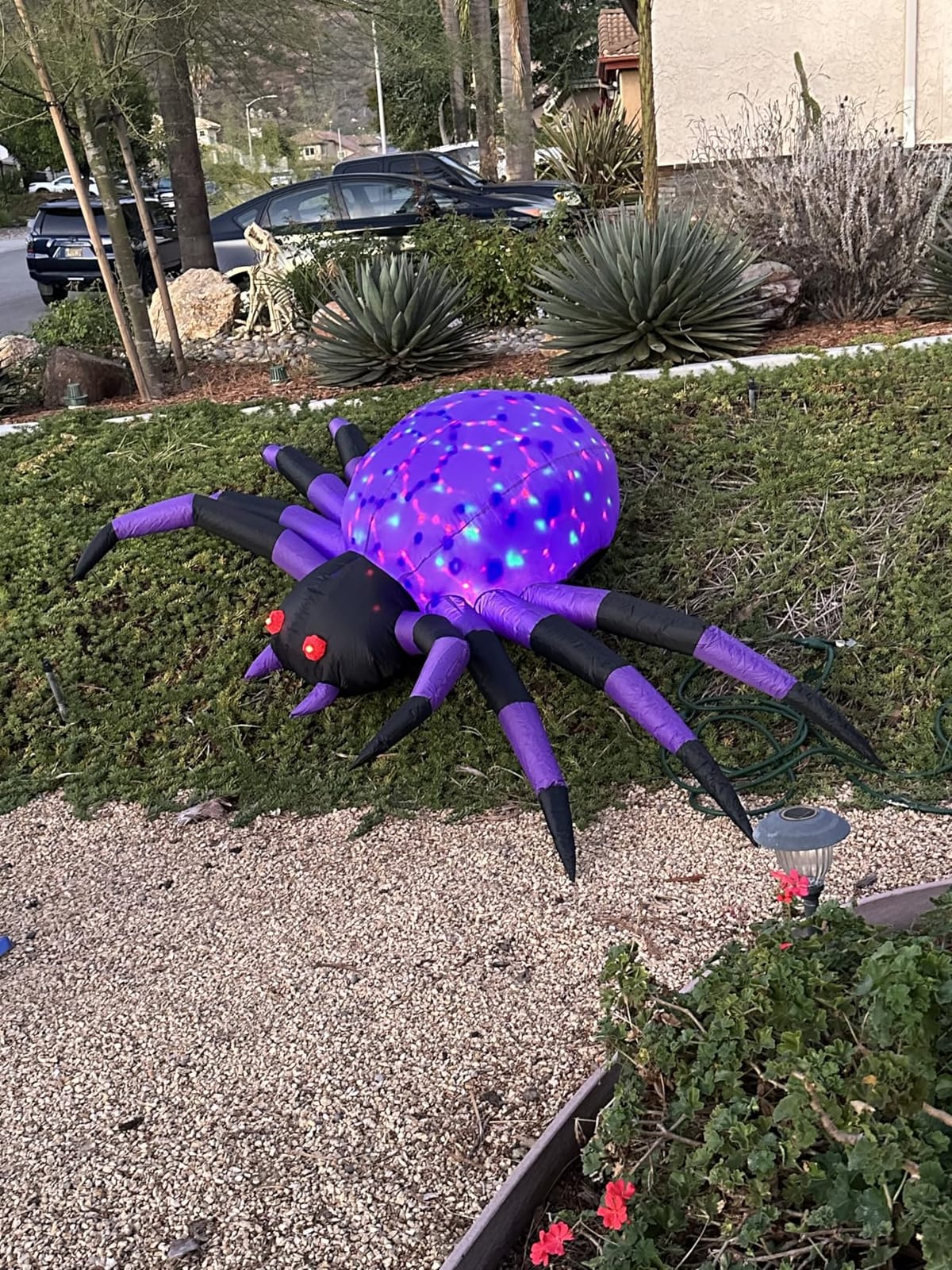 COMIN 9FT Halloween Inflatables Decorations Green Spider Yard LEDs Decor | Built-in LEDs and green scary spider design for Halloween lawn, garden, porch and party displays. customer photo 2