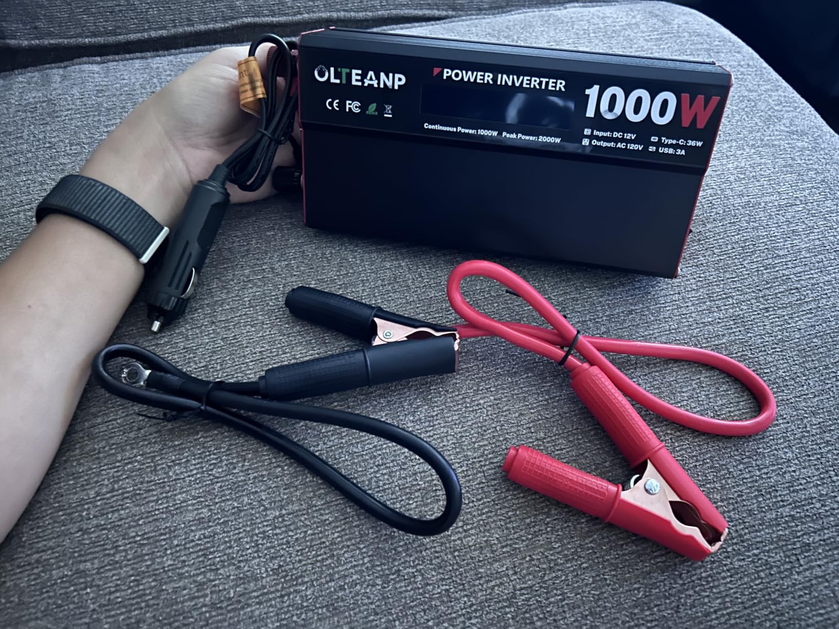 1000 Watt Power Inverter 12V DC to 110V/120V AC Car Inverter with LCD Screen Display, 2 AC Outlets, 36W Type-C Port, 5V/3A USB Port, Car Power Converter for Truck, Home, Vehicles, Laptop, Trip customer photo 1