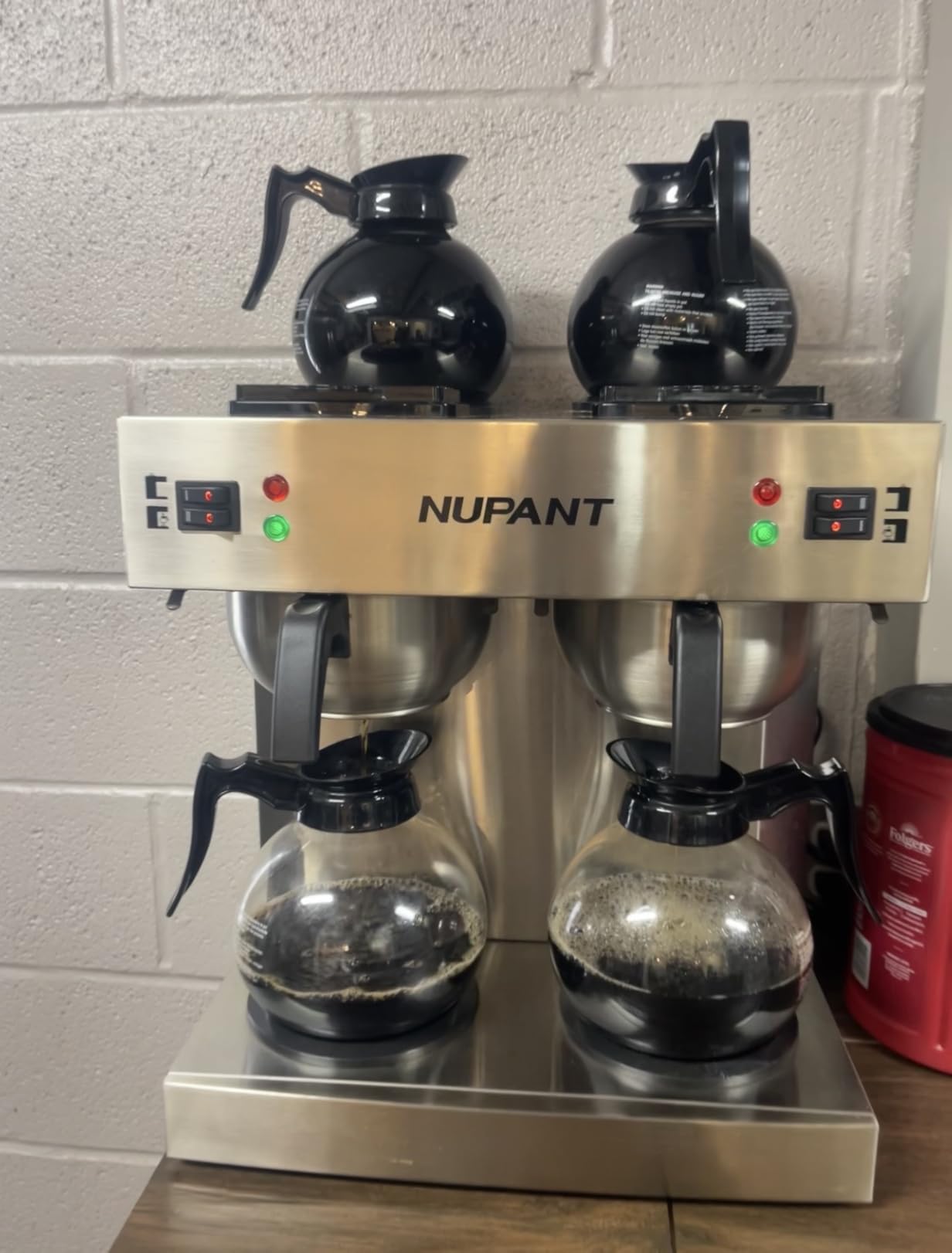 NUPANT 12-Cup Commercial Drip Coffee Maker 1.8L Pour Over Coffee Machines | 2 Warmers and 2*12 Cup Carafes, Stainless Steel, 7 Mins Fast Brewing, Easy Control for Restaurants, Office and Busy Business customer photo 2