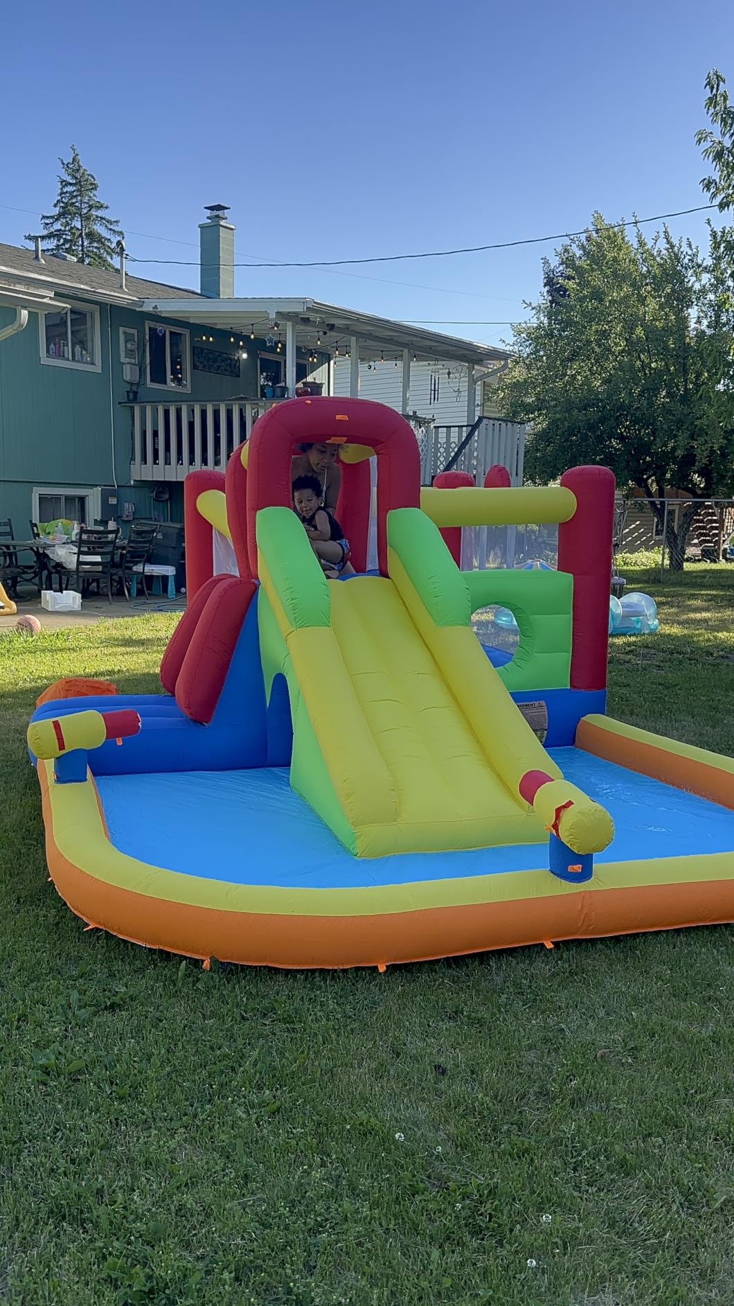 Hongcoral Inflatable Water Slide Bounce House for Kids, 12-In-1 Water Park with Splash Pool, Double Cannons, 2 Climbing Walls, Tunnel, Obstacles, Blow Up Jumping Castle With Blower customer photo 1