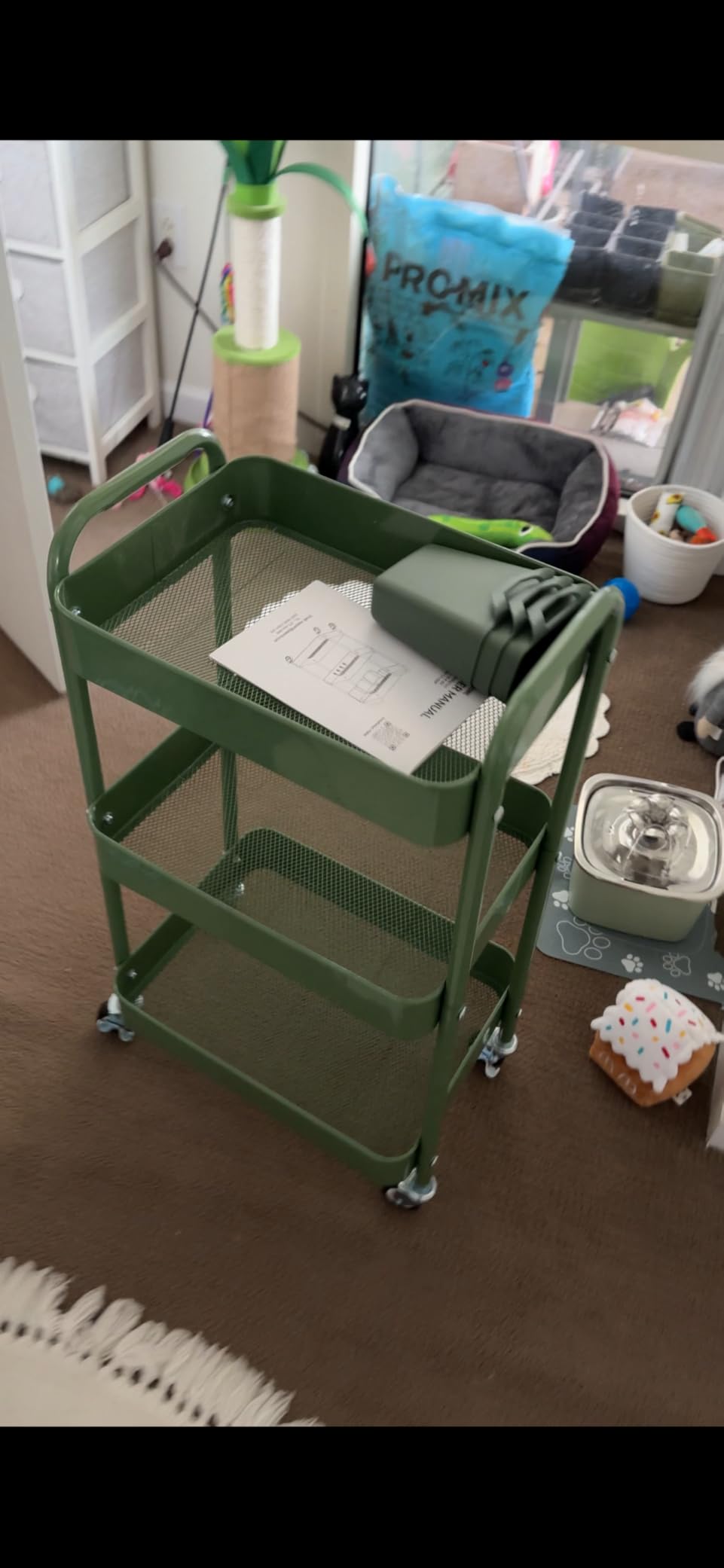 YASONIC 3 Tier Rolling Cart, Heavy Duty Metal Utility Cart with Wheel Black | Sturdy Rolling Storage Cart With Hooks & Hanging Cups, Great For Craft, Art Workspace, Kitchen, Snack And Office Storage customer photo 1