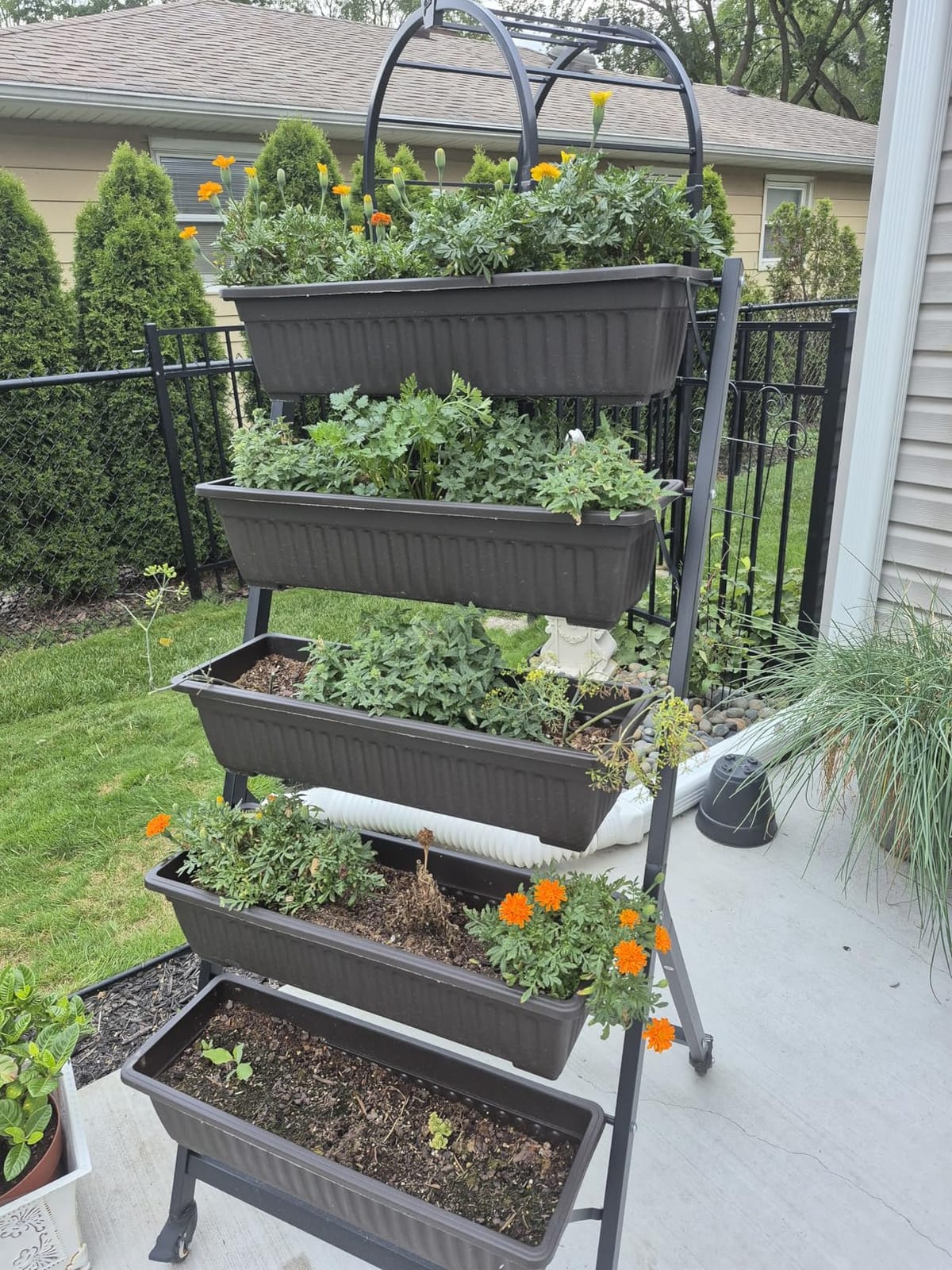 5-Tier Vertical Garden Planter, 4.4Ft Planter Box with 5 Container Boxes | Raised Herb Planter Box for Patio Deck Outdoor Indoor, Vertical & Mobile, Black customer photo 2