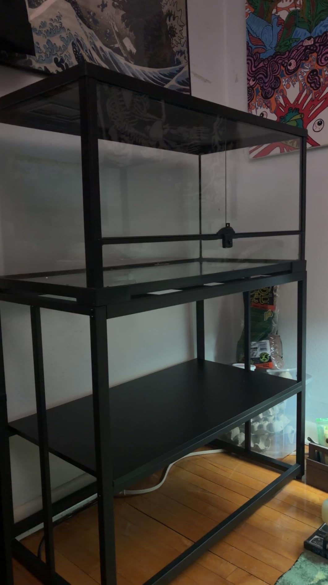 40 Gallon Metal Fish Tank Stand, Aquarium & Terrarium Stand for Home Office | Dual-layer structure providing extra storage space under the tank.Overall dimension measures 36.6