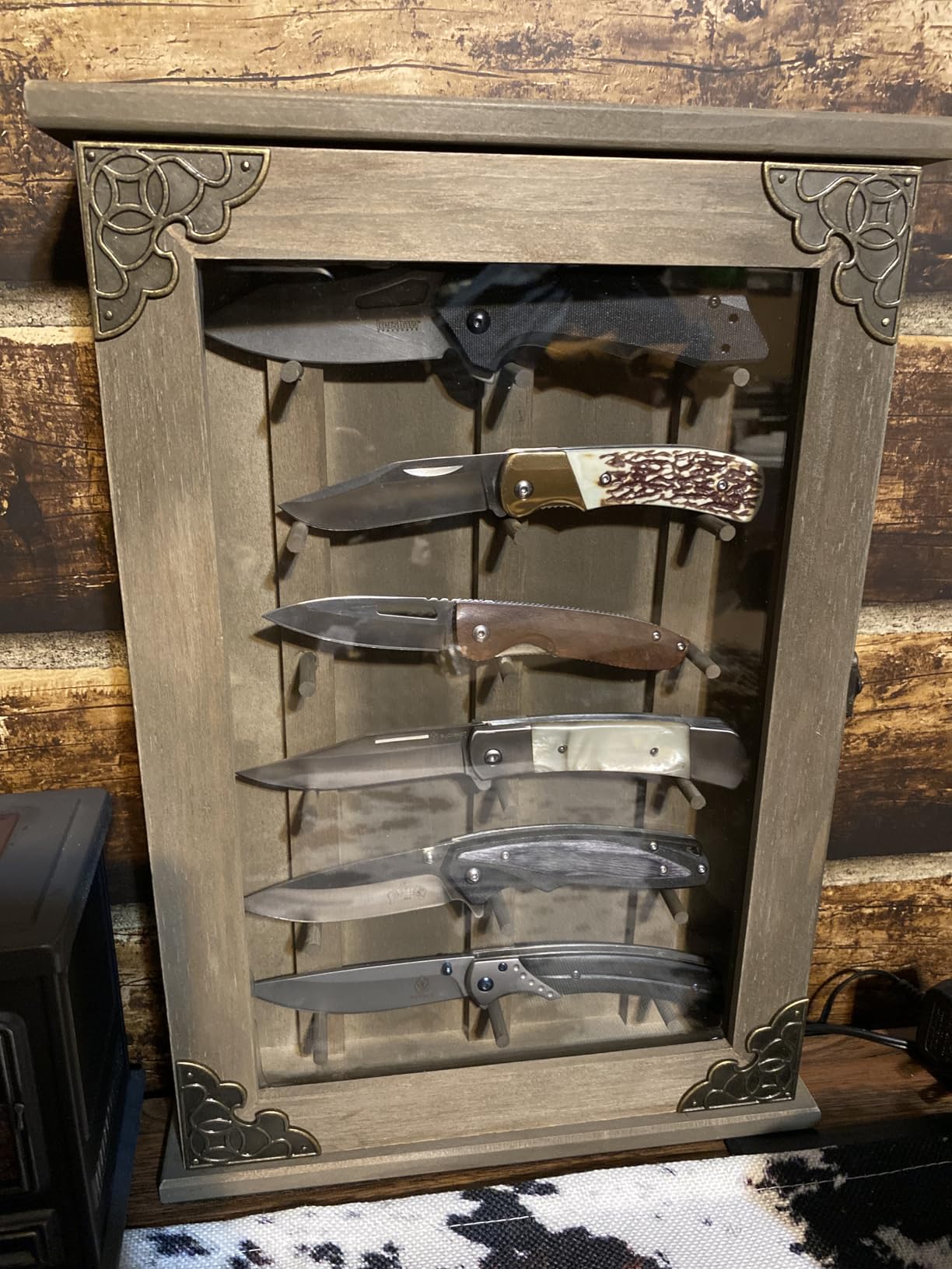 Wooden Knife Display Case-Pocket Knife Shadow Box-Knife Cases for Collections On the Wall customer photo 1