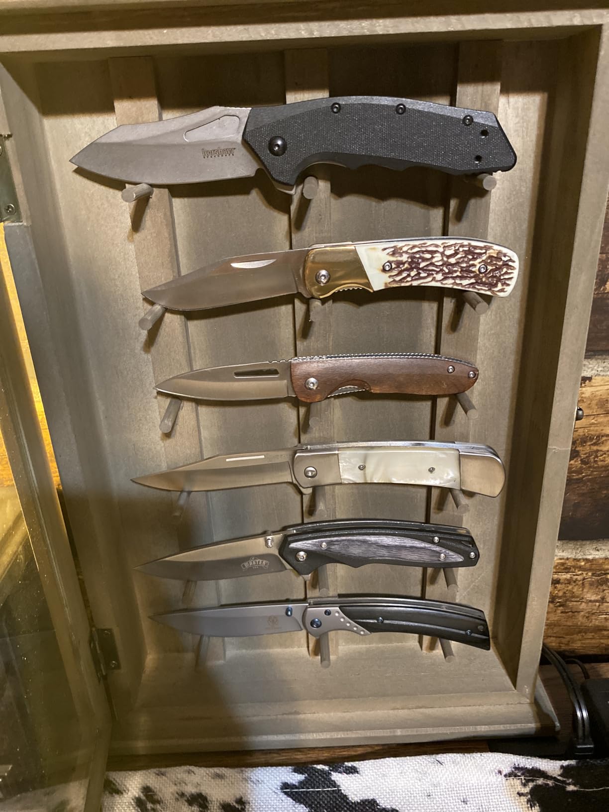 Wooden Knife Display Case-Pocket Knife Shadow Box-Knife Cases for Collections On the Wall customer photo 2