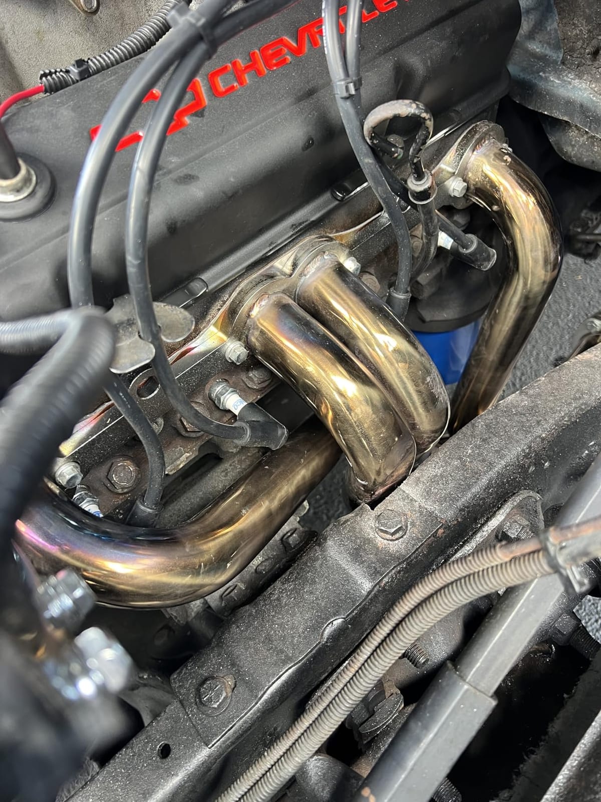 Polished Stainless Long Tube Headers for Small Block Chevy GMC 1973-1987 C10 K10 C20 K20 C30 K30 Blazer Suburban Jimmy 265 283 305 307 327 350 400 SBC Requires Header Spark Plugs Fits 2WD Lifted 4WD customer photo 2