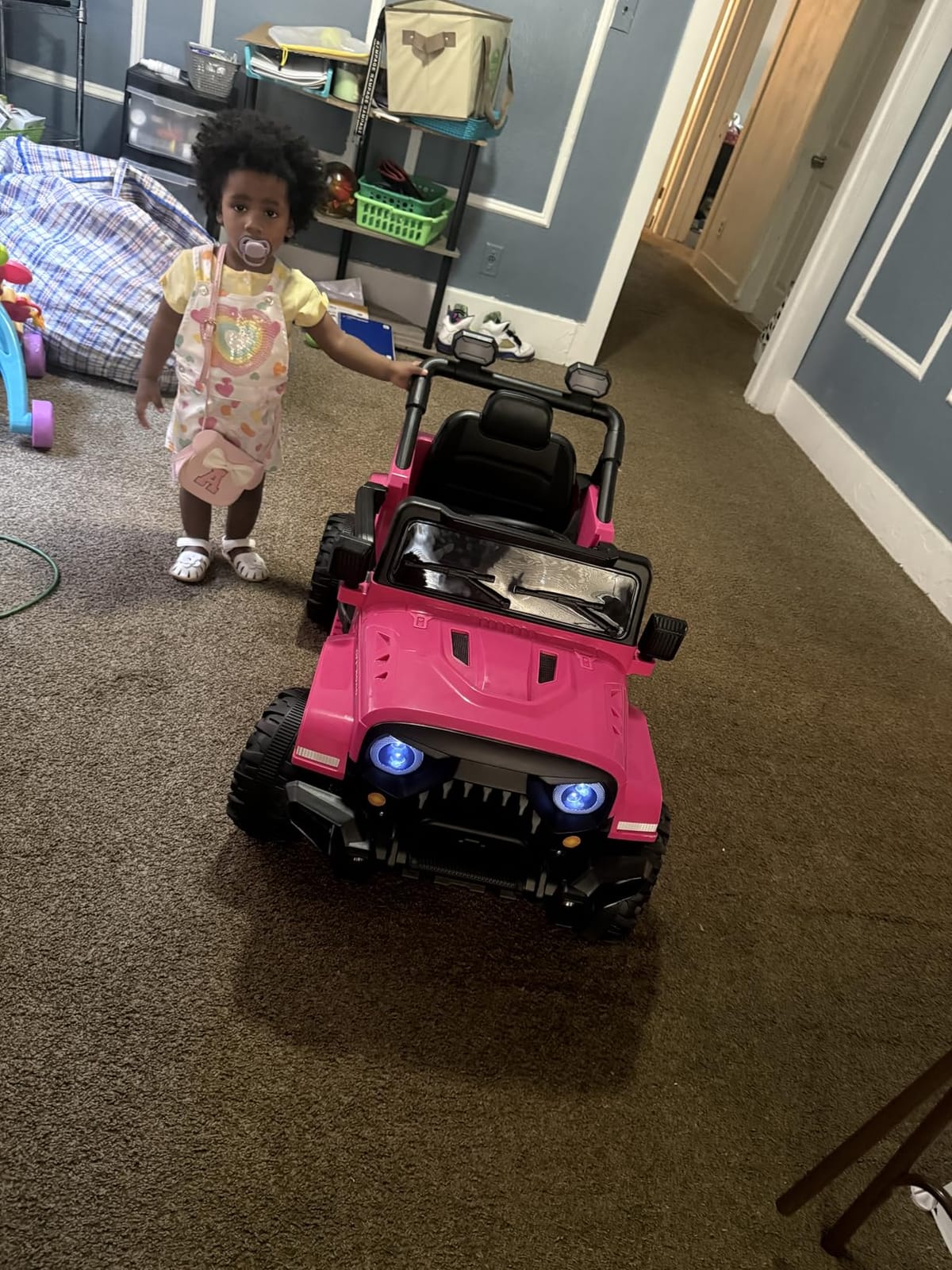 MINIATURE MOTORS 12V Kids Electric Ride on Truck Car Remote Control, Twin 35W Motors 3.5MPH Max Speed, Bluetooth Music Player, 4 Wheels Suspension LED Lights Safety Belt, Black customer photo 2