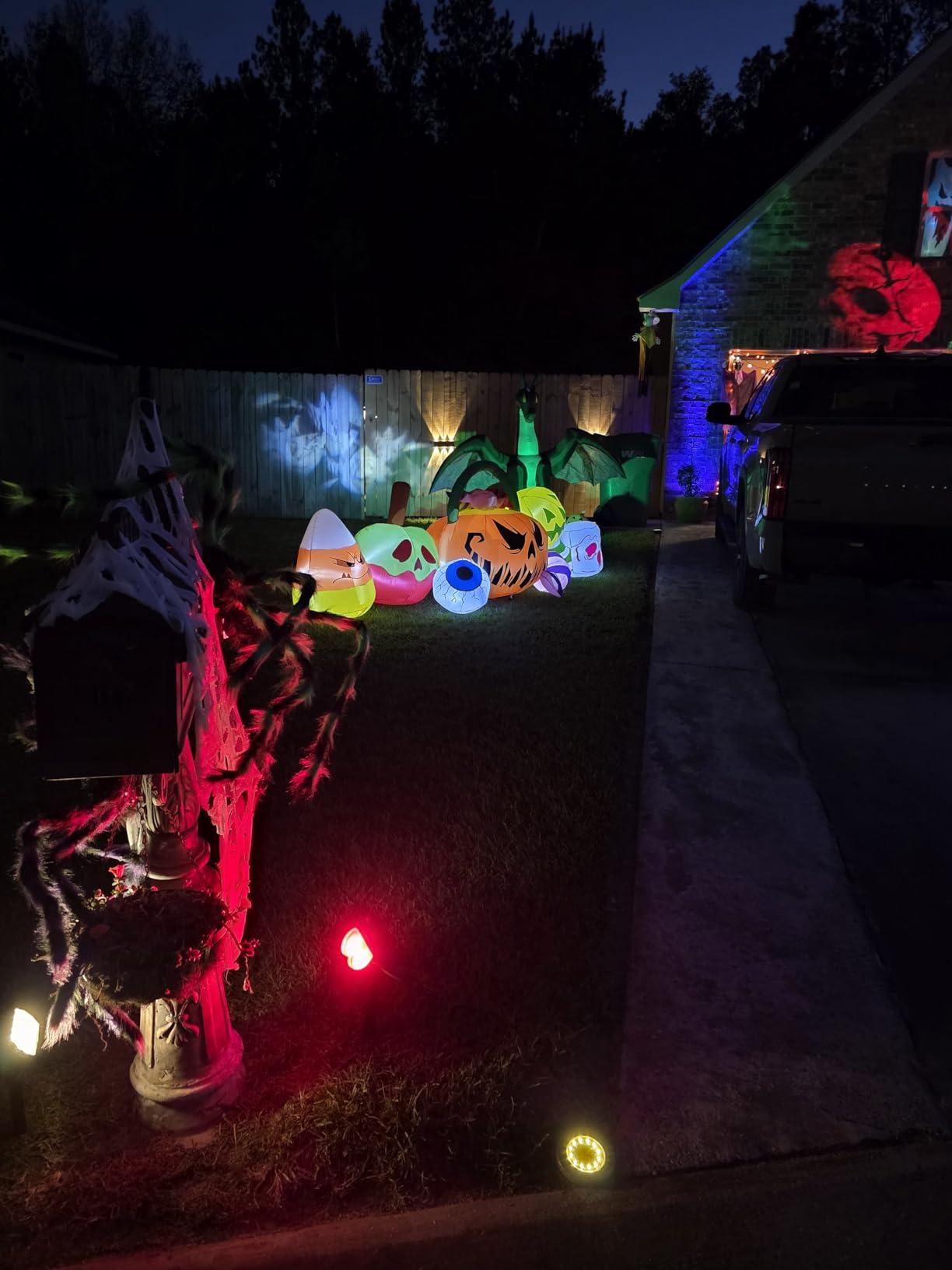 10 FT Halloween Inflatable Blow up Outdoor Decorations Pumpkin Ghost Combo, Halloween Decorations Outdoor Inflatable Bow Up Pumpkin Decoration Outdoor with LED Inflatable Halloween for Yard Garden customer photo 2