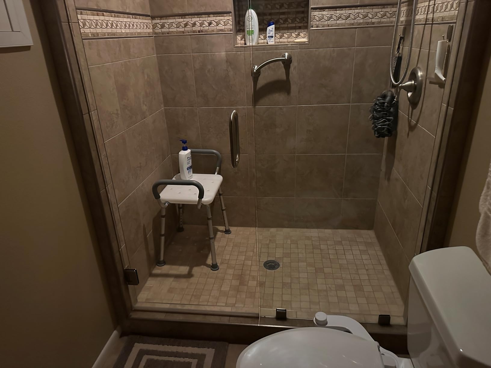 HOMLAND Shower Chair for Inside Shower with Padded Armrests and Back customer photo 2