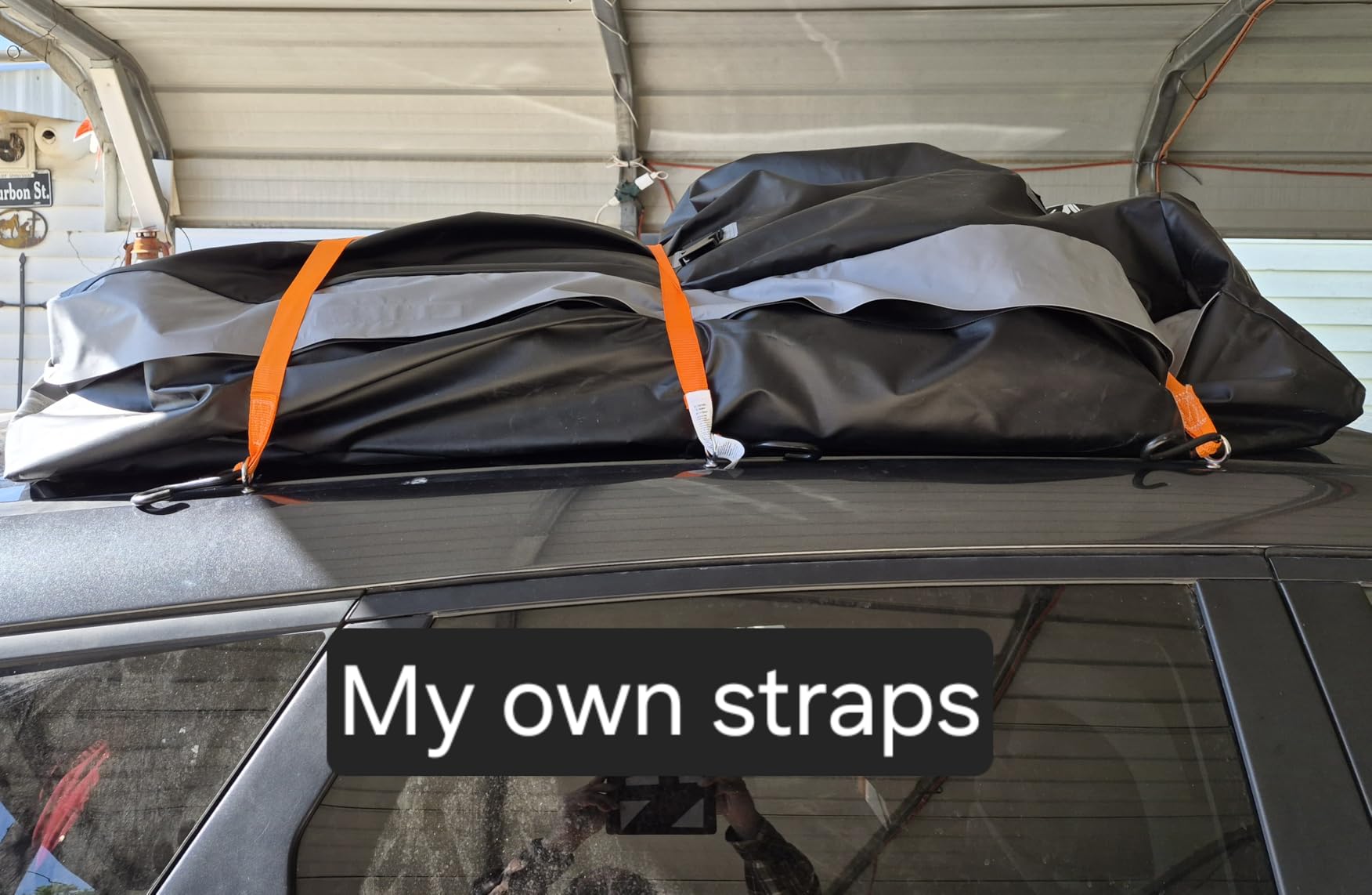 Asinking Car Rooftop Cargo Carrier Bag - 100% Waterproof Heavy Duty Car Roof Luggage Carrier 21 Cubic Feet, Fits All Vehicles with/Without Roof Rack - Easy Install & Triply Reinforced for Secure Use customer photo 1