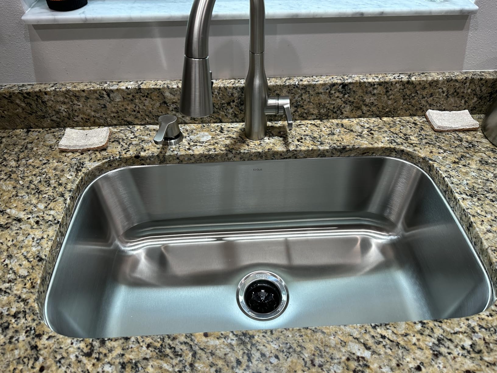 KRAUS Stainless Steel 32 in 18 Gauge Undermount Kitchen Sink KBU44 | 18-gauge T304 stainless steel, rear-set drain, rounded corners for easy cleaning, NoiseDefend soundproofing customer photo 1