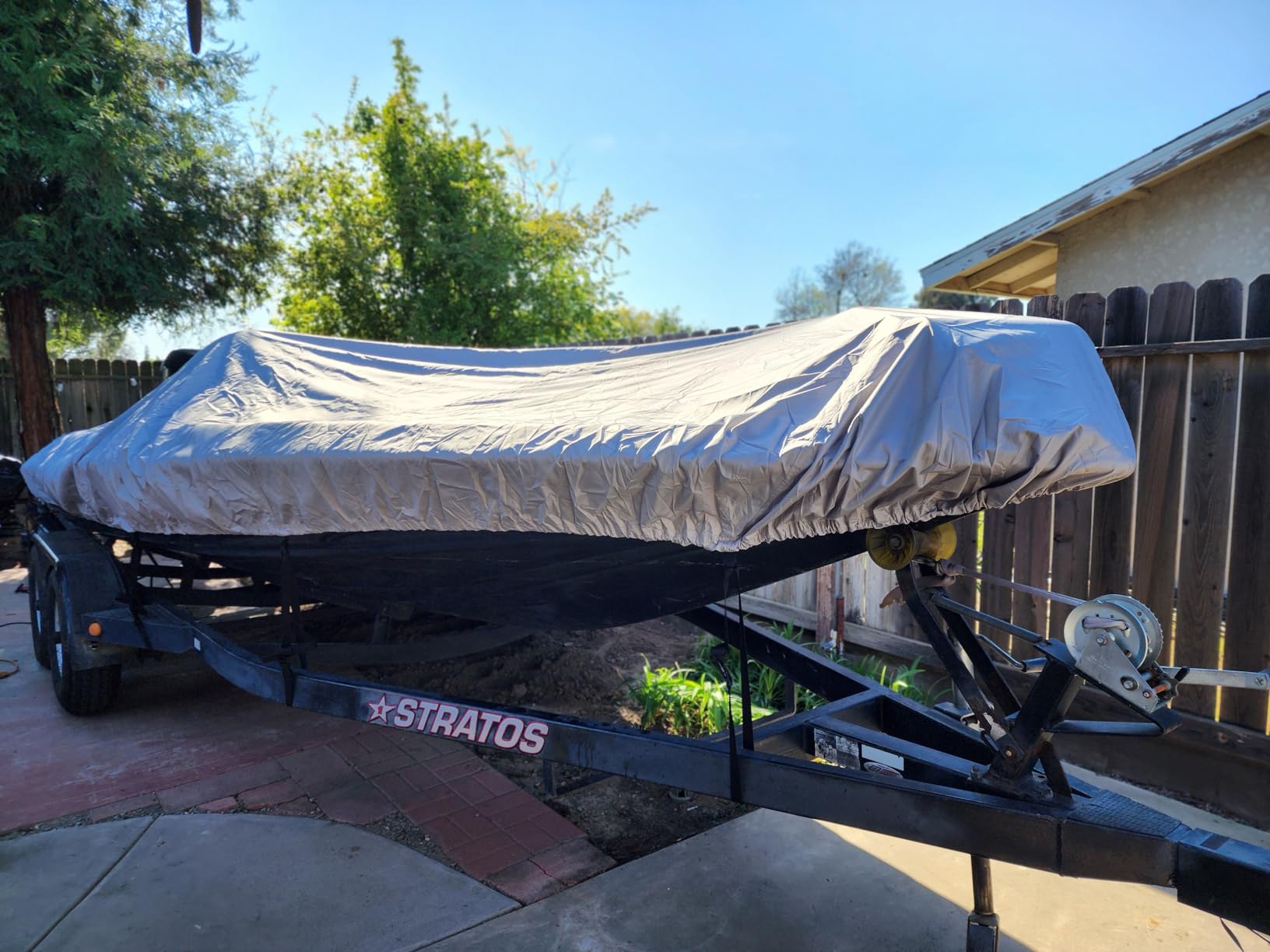 20-22FT Bass Boat Cover with Motor Cover, 1200D PU Waterproof Trailerable | Marine Grade Oxford Fabric, UV & Tear Resistant, Air Vents, Elastic Hem, Double Stitching, Secure Strap, Up to 100