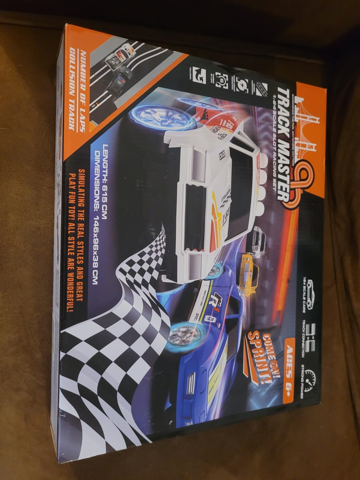 Slot Car Race Track Sets with 4 Slot Cars, Electric Race Car Track Include Slope Circular Overpass Track, Dual Racing Game Featuring Flash Bridge and Pendulum, Gifts Toys for Boys Kids Age 6 7 8-12 customer photo 1