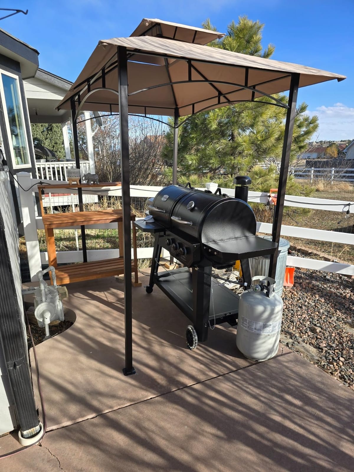 Kozyard 6' x 8' BBQ Hardtop Grill Gazebo, Outdoor Grill Shelter | Double-Tier Galvanized Steel Roof, Aluminum Frame, 2 Built-in Steel Side Shelves for Outdoor Grilling Station, Gray customer photo 2