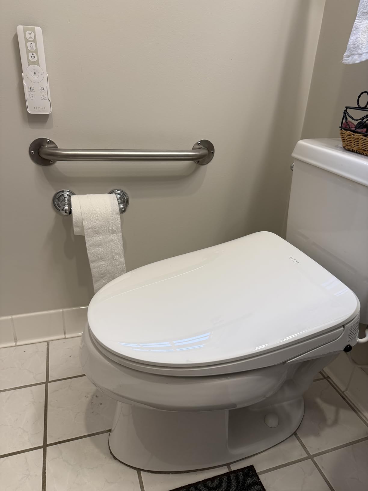 ALPHA BIDET iX Pure Bidet Toilet Seat in Elongated White | Ultra Low Profile | Endless Warm Water | Arced Stainless Steel Nozzle | Blue LED Nightlight | Dryer customer photo 2