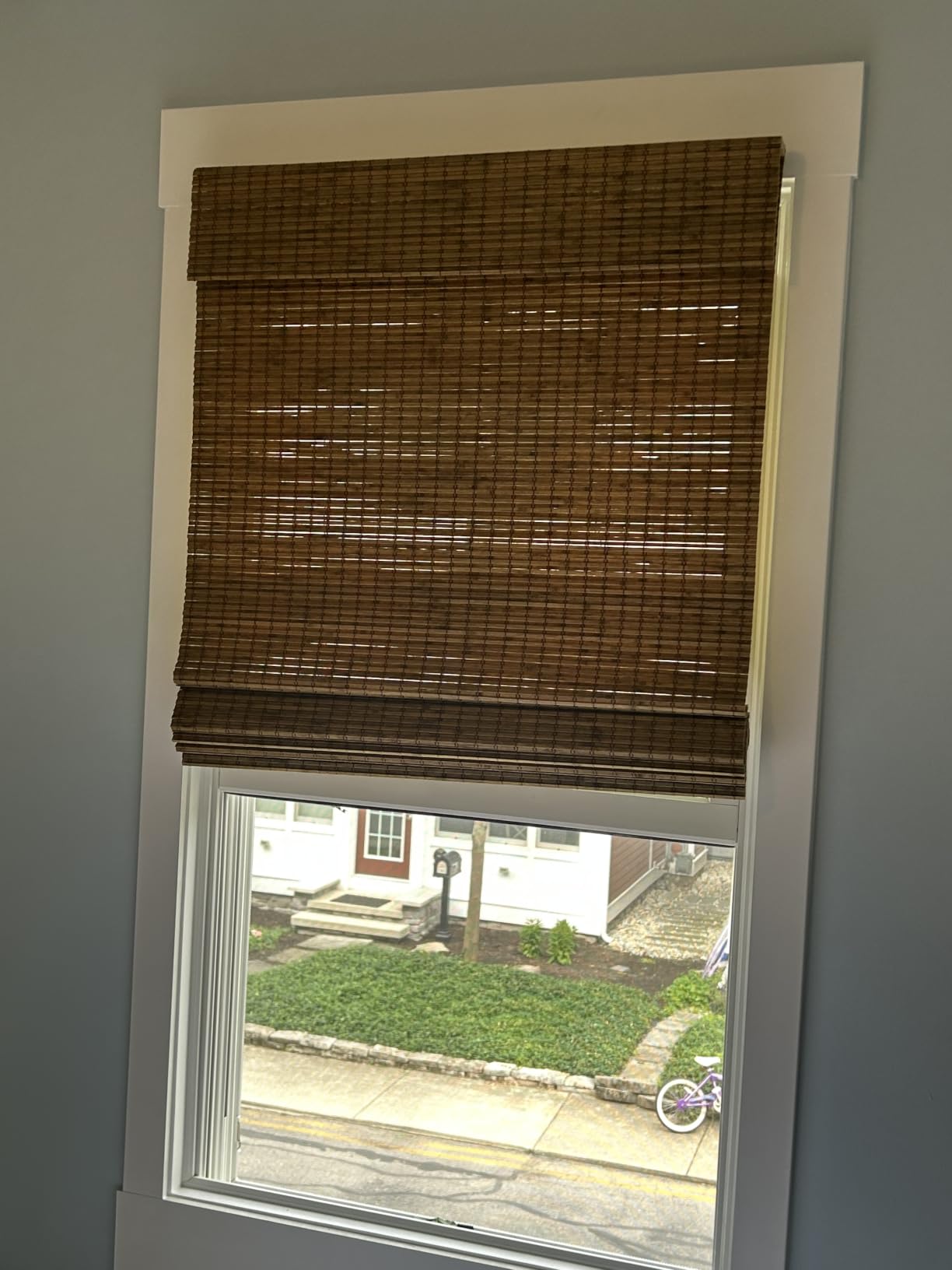 LazBlinds Cordless Bamboo Roman Shades, 34.5x48, Highfield Teak | Privacy Blinds for Interior Windows, Room Darkening Roll Up Bamboo Blinds for Home & Patio customer photo 2