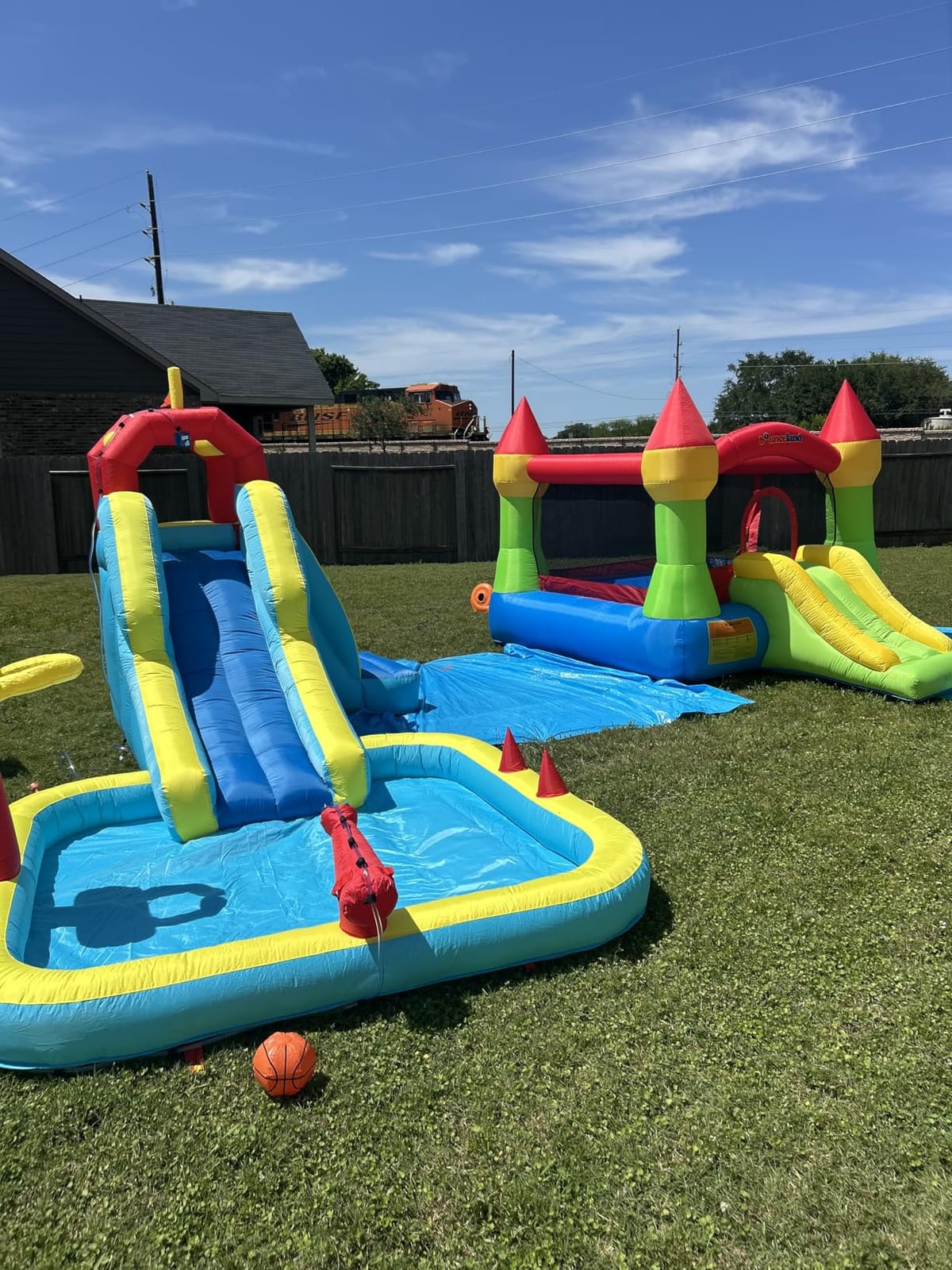 Inflatable Water Slide, Blow Up Water Slide with Climbing Wall, Water Slide for Kids Backyard with Basketball Hoop, Water Cannon and Splash Pool customer photo 2