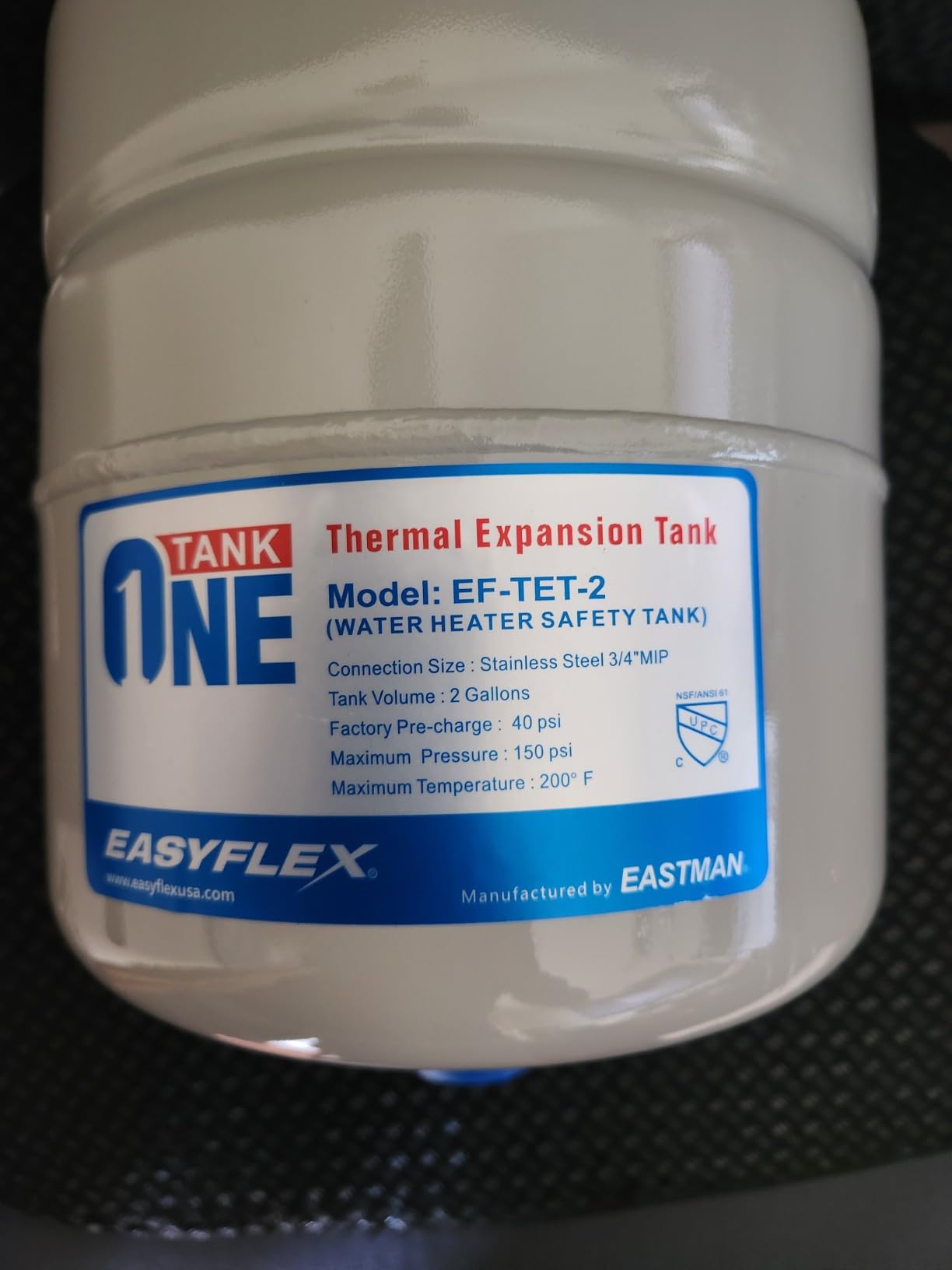 EASYFLEX 2.1 Gallon Thermal Expansion Tank for Water Heaters, 304 Stainless Steel, 3/4