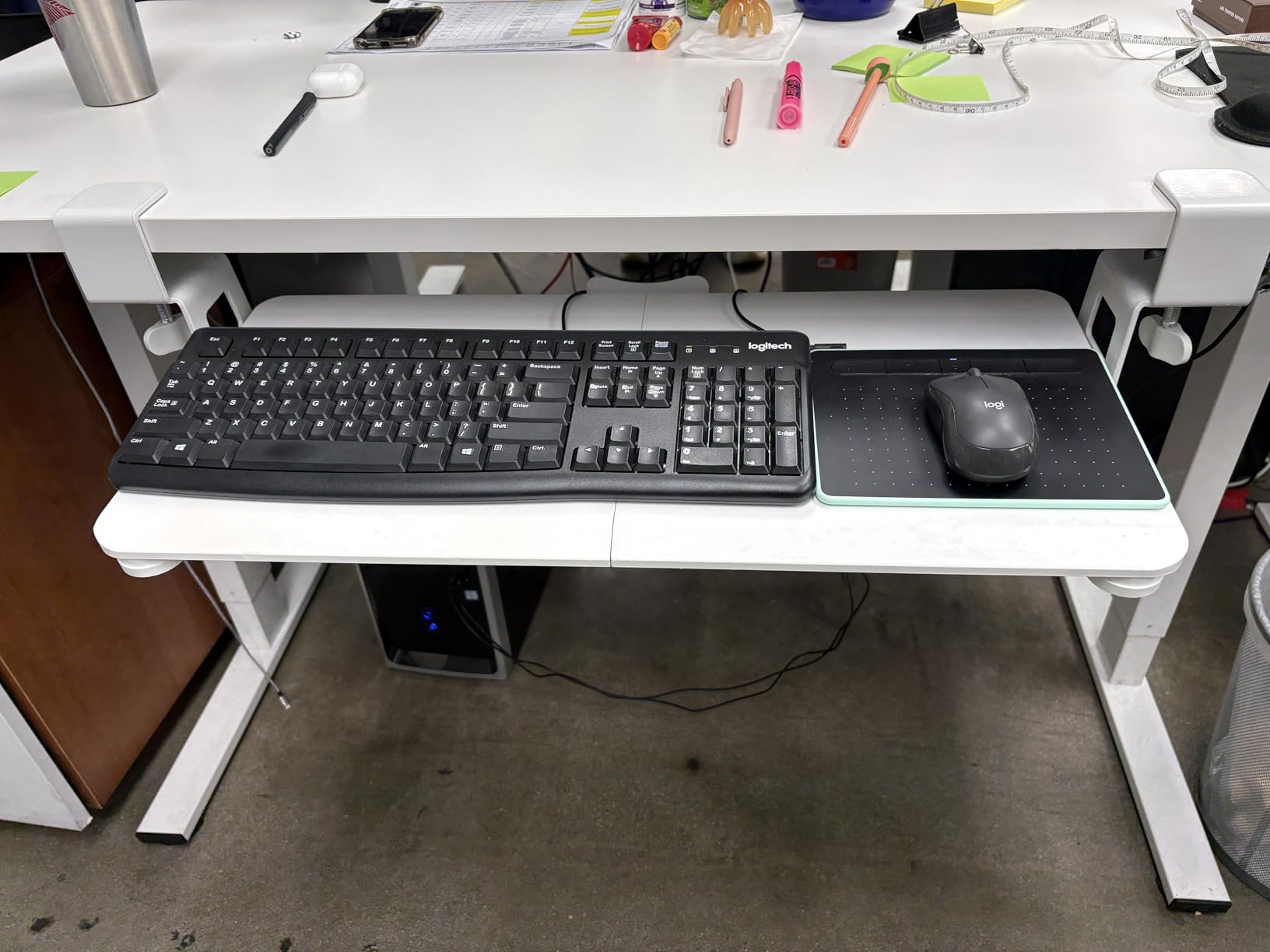 BONTEC KMT01 Under Desk Keyboard Tray, Pull-Out Keyboard & Mouse Platform with C-Clamp, 25.6 x 11.8 in Space-Saving Ergonomic Slide-Out Drawer, Black customer photo 2
