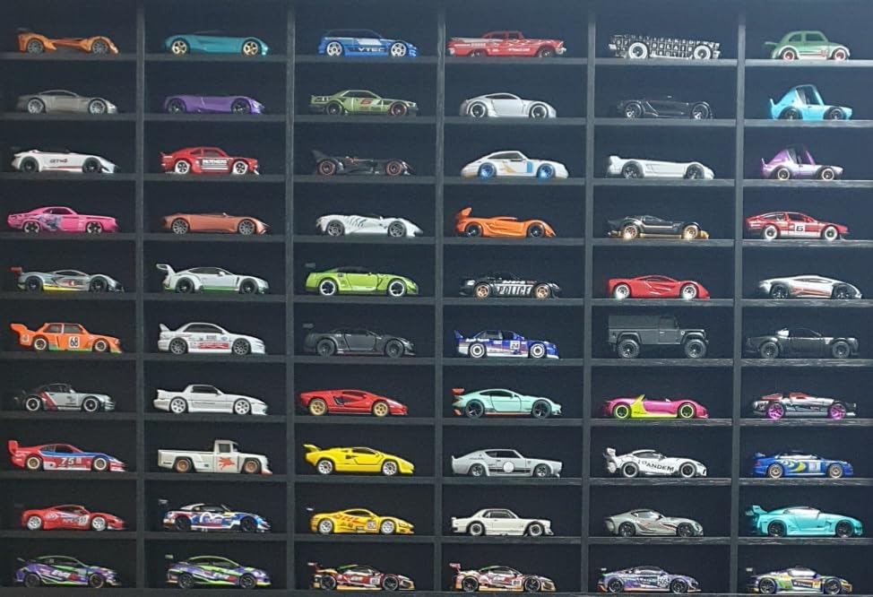 Model Car Collectors Showcase, 1/64 Scale Diecast Matchbox Wheels Car Display Frame Case with 60 Compartments, Wooden Dustproof Cabinet Box customer photo 2