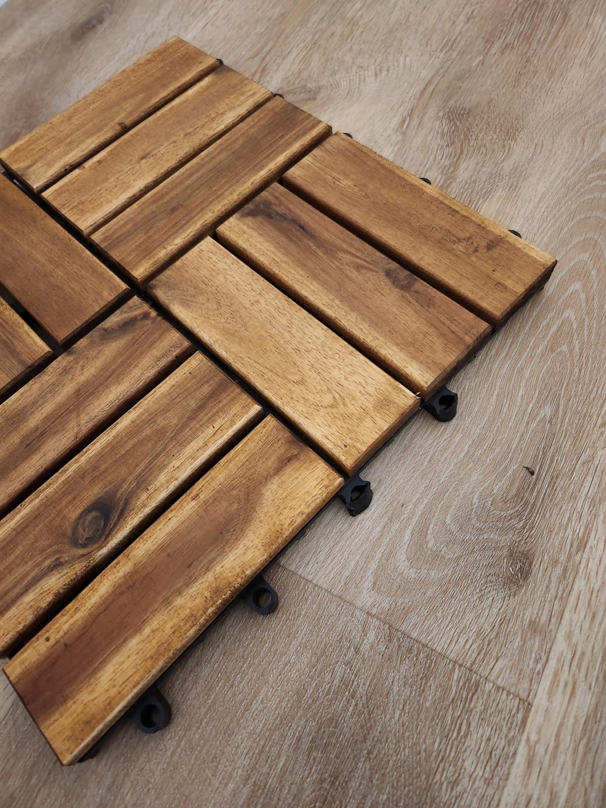 Yaheetech 54PCS Acacia Wood Deck Tiles Interlocking Patio Flooring, Wood | Acacia Wood with PP Base Tiles Provide Quick Assembly, Patio Upgrades, and Easy Cutting for Customized Outdoor Spaces customer photo 2