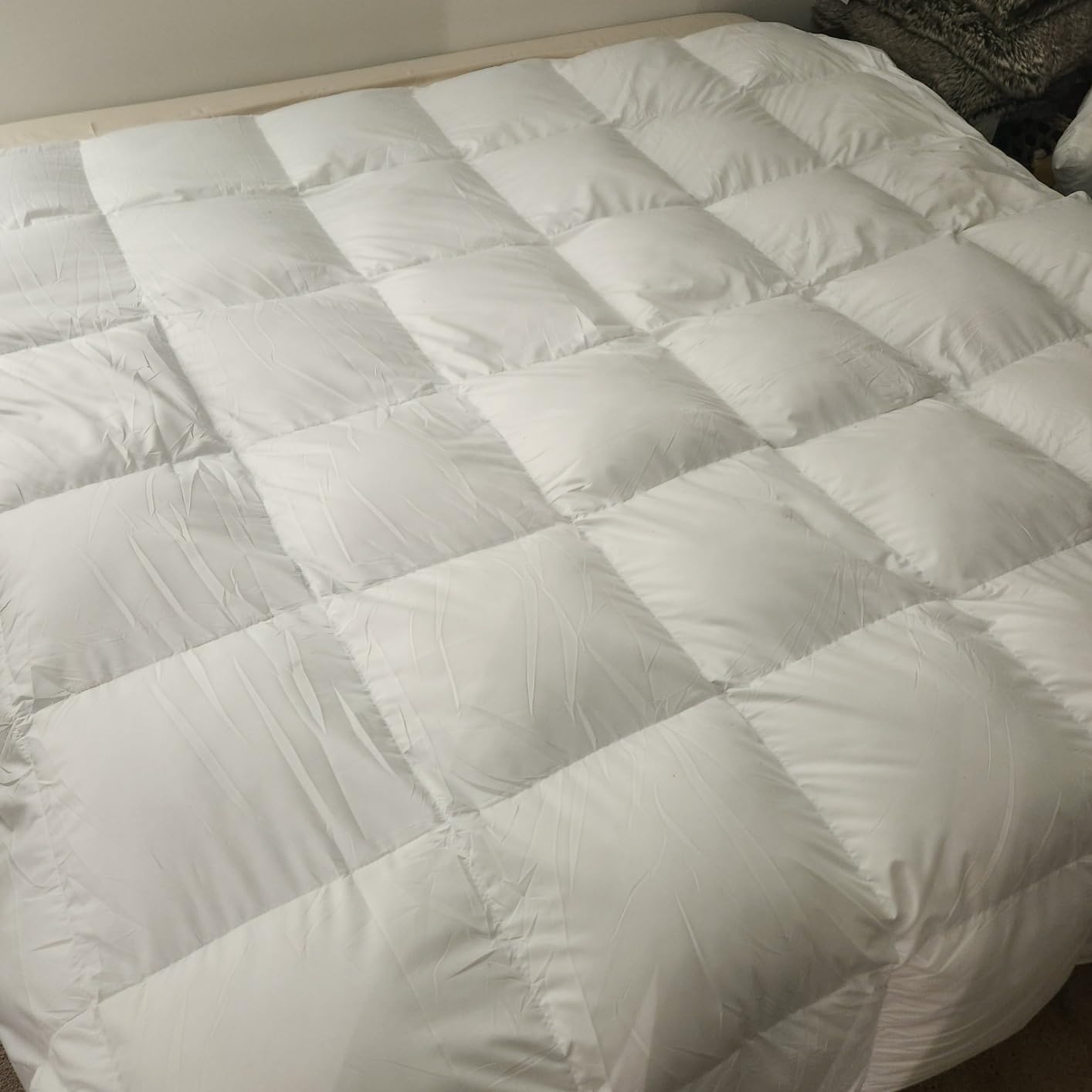 Hotel Grand Goose Down Fiber Comforter Queen Size Extra Warmth Duvet Insert | Hotel Collection Hypoallergenic Bedding Comforter for Winter and Cold Weather 55oz, 90