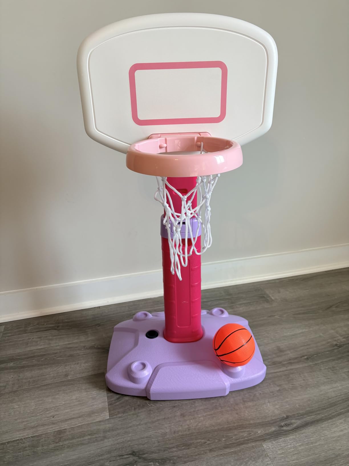 LACCHOUFEE Basketball Hoop Indoor Outdoor Toys for Toddlers 1-3, Kids Basketball Hoop with 3 Balls, Adjustable Mini Basketball Goal, Birthday Sports Toys Gift for Baby Boys Girls Age 1 and Up - Blue customer photo 2