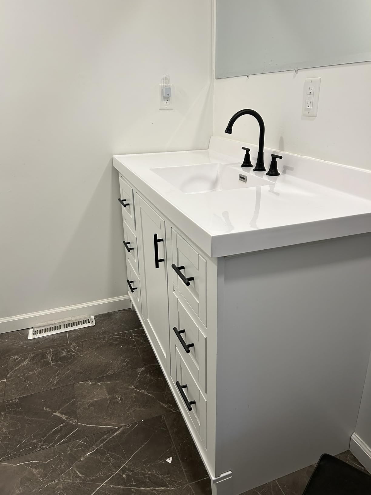 FORIOUS Black Bathroom Faucet 3 Hole Vanity, 2 Handle 360° Swivel Matte Black 8 Inch Widespread Bathroom Sink Faucet 3 Holes, with 360 Degree Rotating Spout, Pop-up Drain, Supply Lines customer photo 1