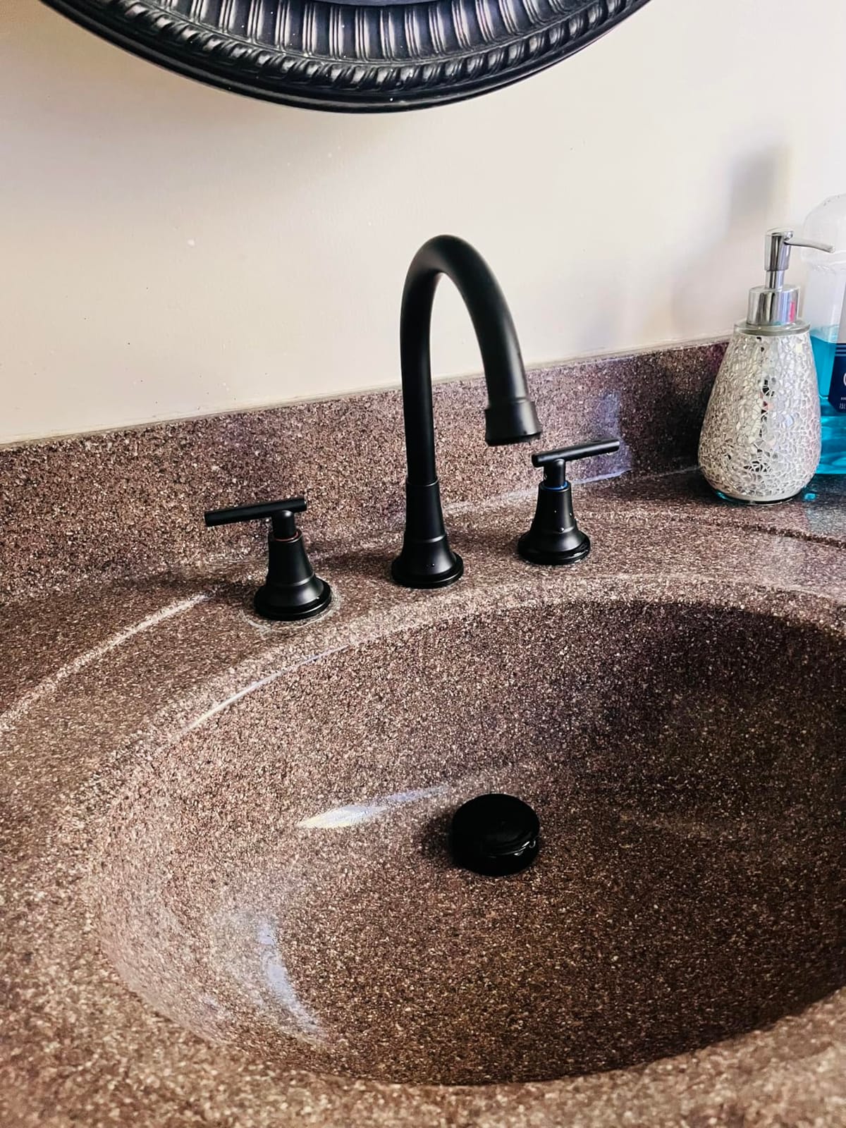 FORIOUS Black Bathroom Faucet 3 Hole Vanity, 2 Handle 360° Swivel Matte Black 8 Inch Widespread Bathroom Sink Faucet 3 Holes, with 360 Degree Rotating Spout, Pop-up Drain, Supply Lines customer photo 2