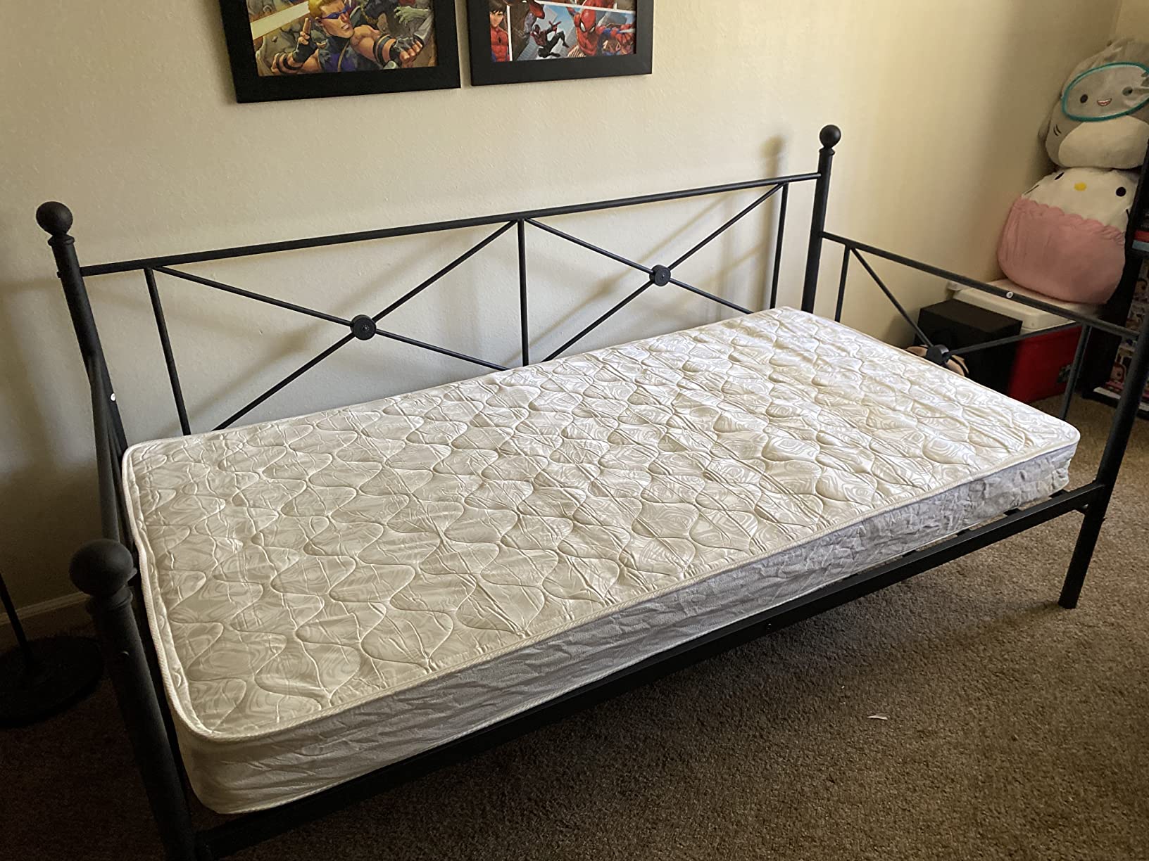VECELO Daybed Twin Size, Day Bed Frame with Headboard, Heavy-Duty Metal Slats Support Platform for Living Room, Guest Room, Easy Assembly, Gold customer photo 2