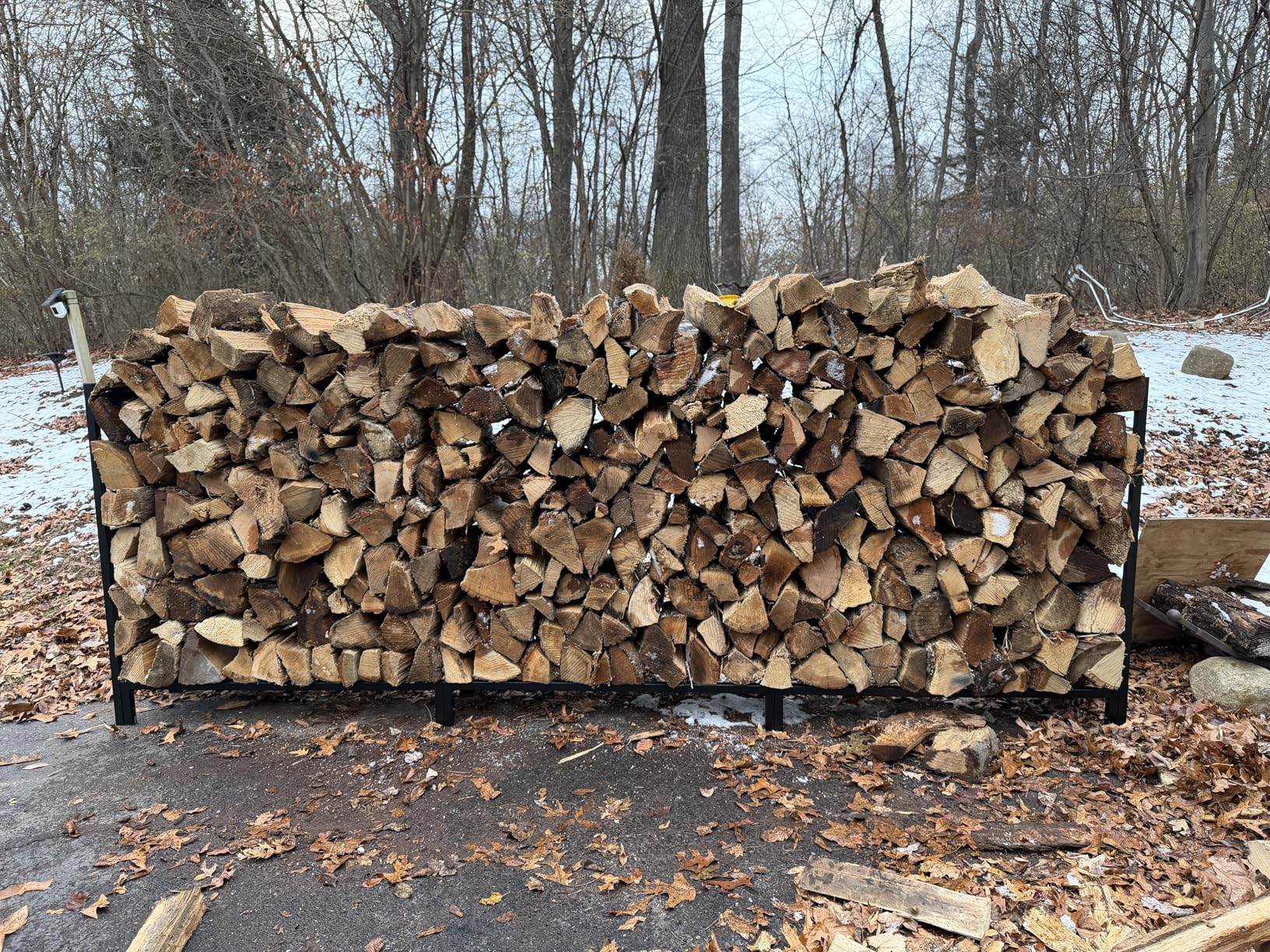 VIVOHOME Upgraded Heavy Duty 12 ft Firewood Rack Outdoor with Cover | 3/4 Cord Wood Rack Combo Set, Thick Steel Log Holder Up to 4400 lb, Fire Wood Pile Storage Stand Organizer Black customer photo 2