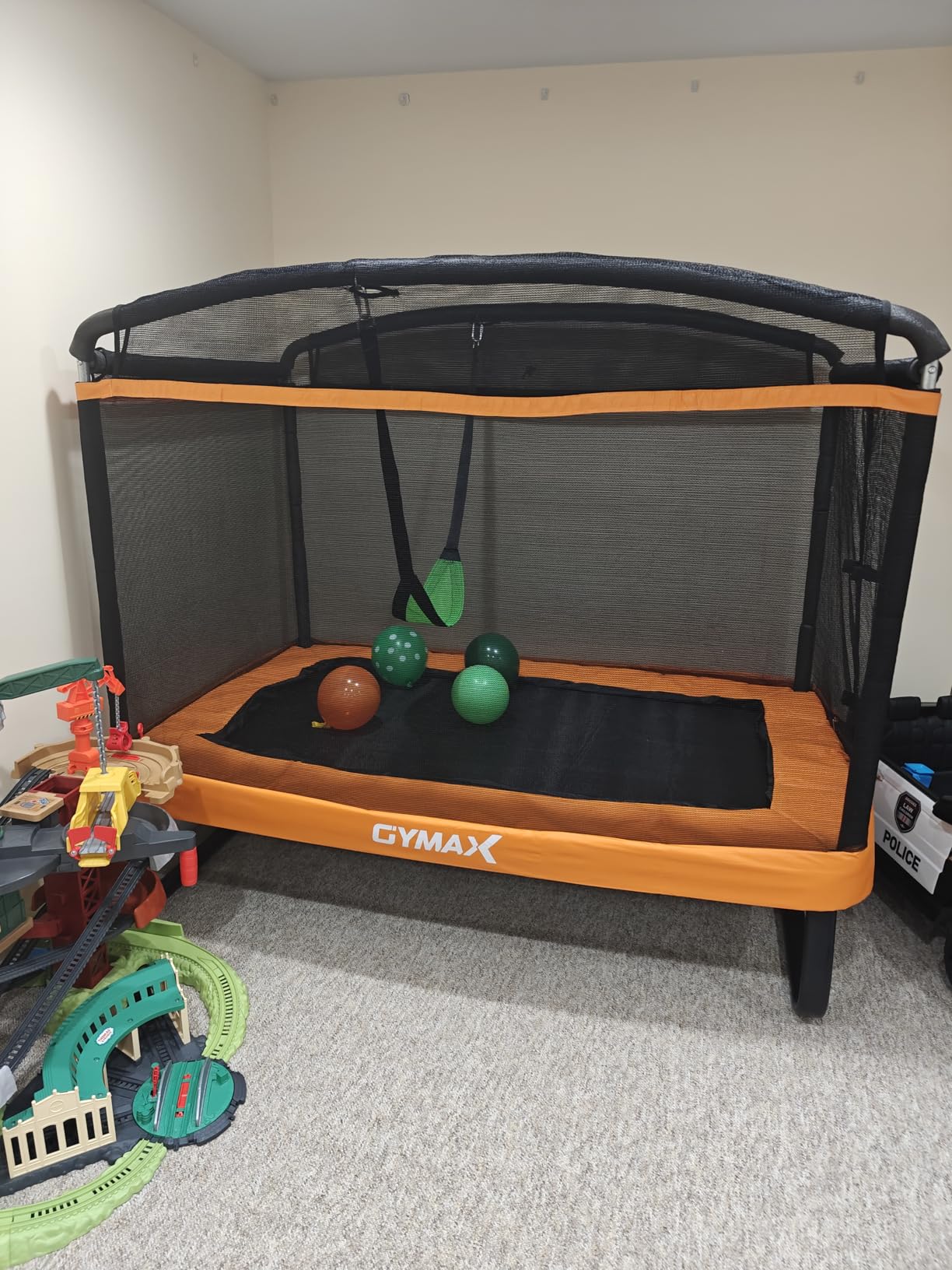 Goplus 6FT Kids Trampoline with Swing, ASTM Approved Rectangle Recreational Trampoline w/Enclosure Safety Net, Galvanized Steel Frame, Indoor Outdoor Baby Toddler Trampoline for Boys Girls customer photo 2