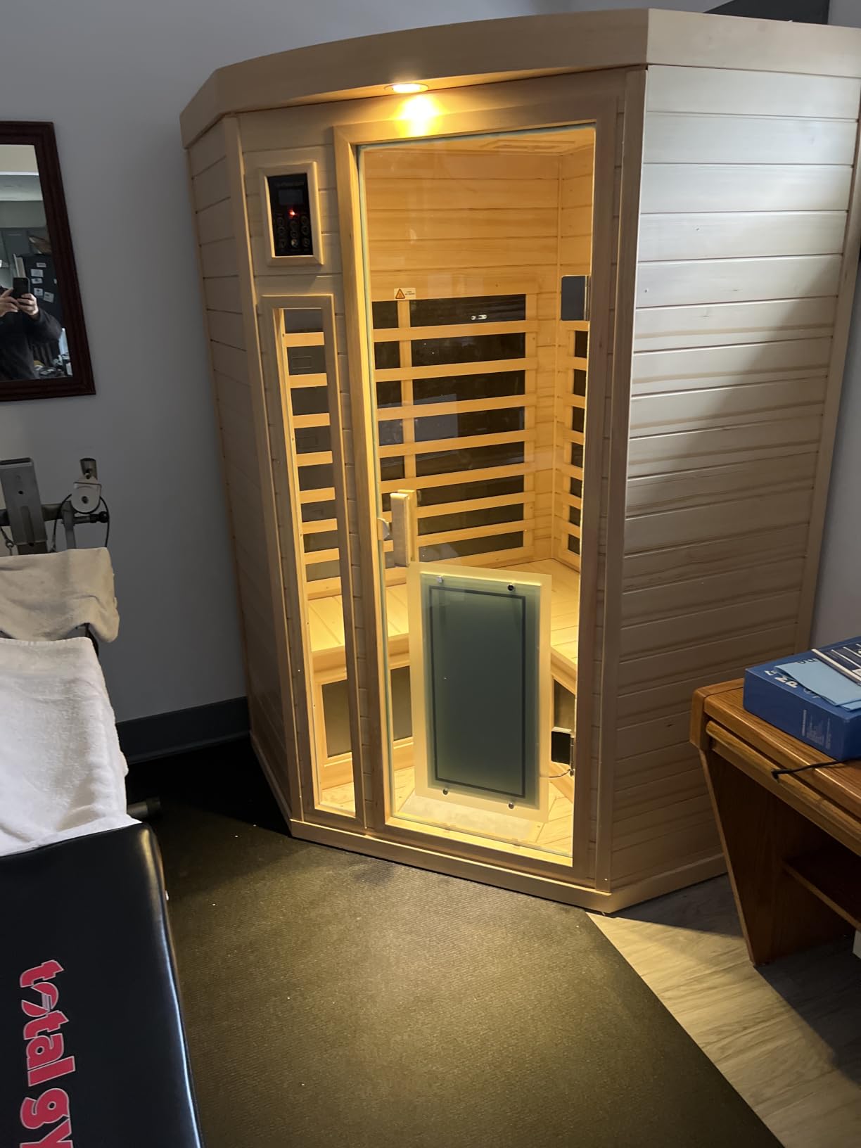 Full Spectrum Sauna, 0-5mG Ultra Low EMF Infrared Sauna 3 Person Outdoor Sauna 1950W 20Amps Far Infrared Sauna Mahogany Wooden Sauna with Red Light Therapy, Reclining Seats customer photo 1