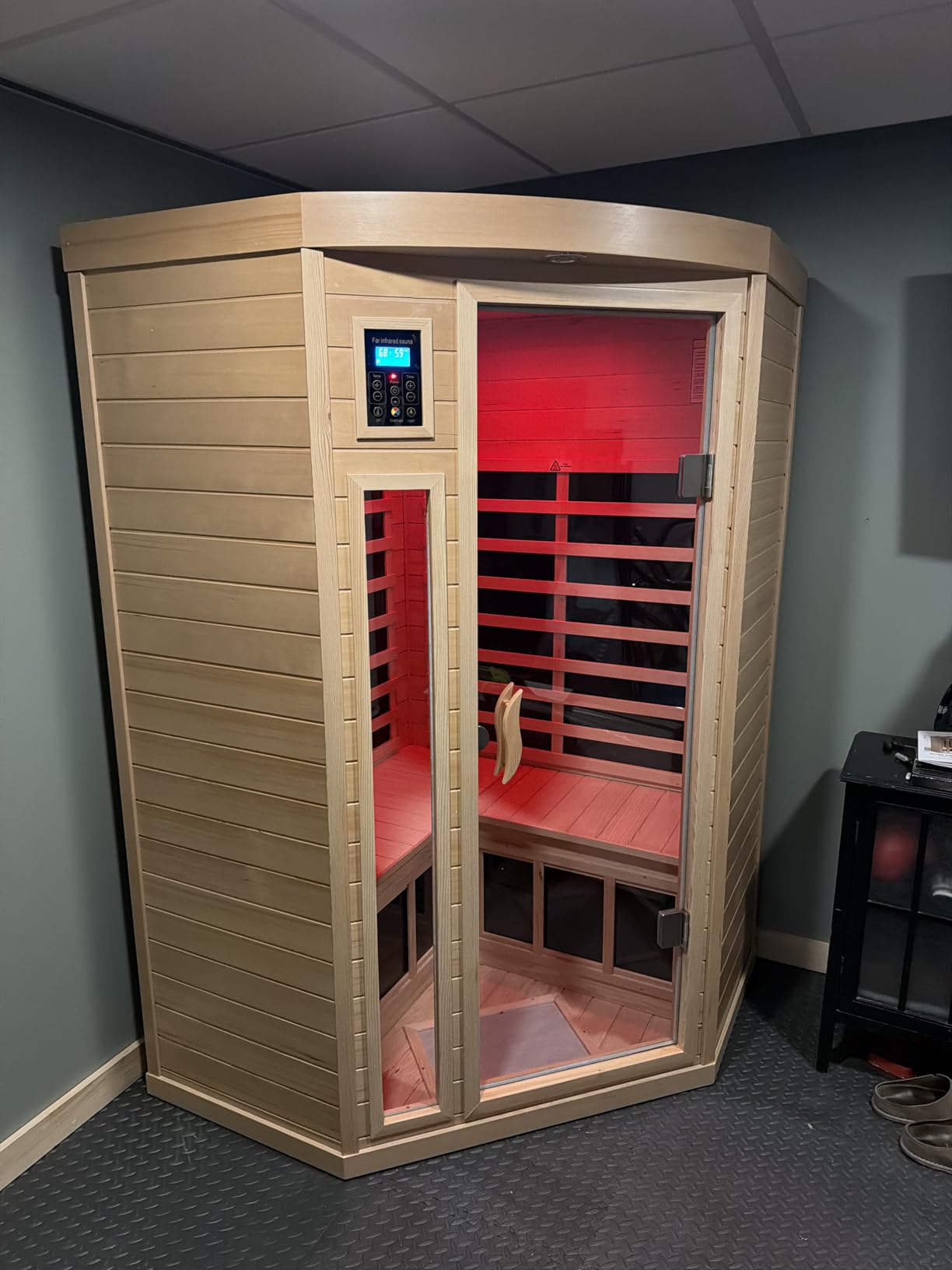 Full Spectrum Sauna, 0-5mG Ultra Low EMF Infrared Sauna 3 Person Outdoor Sauna 1950W 20Amps Far Infrared Sauna Mahogany Wooden Sauna with Red Light Therapy, Reclining Seats customer photo 2