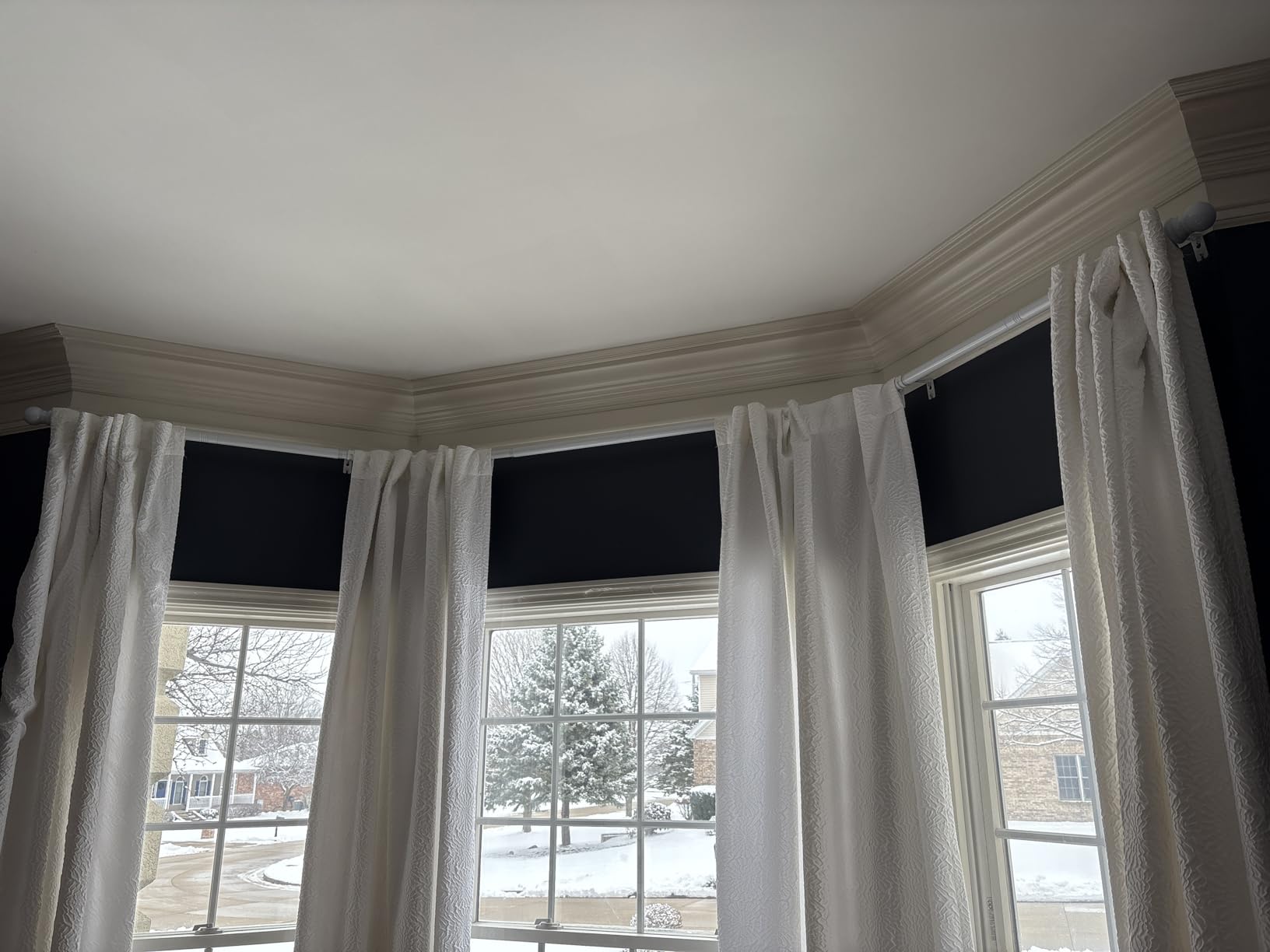 Bay Window Curtain Rods, U shaped Adjustable Curved Curtain Rods for Windows 59 to 184 Inches, Black 1 inch Renter Friendly Heavy Duty Curtain Rods with Brackets for Bedroom, Living Room Curtains customer photo 2