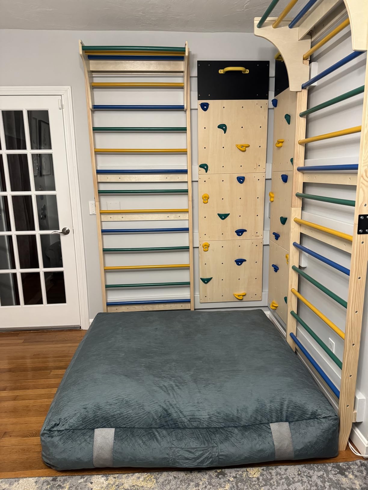 ComfyBumpy Rock Climbing Wall for Kids | Indoor Playground Play Gym Set with Drawing Blackboard & 12 Non-Slip Holds | Durable Wooden Climber for Ages 3+ | 132 lbs Capacity | Easy Assembly customer photo 1