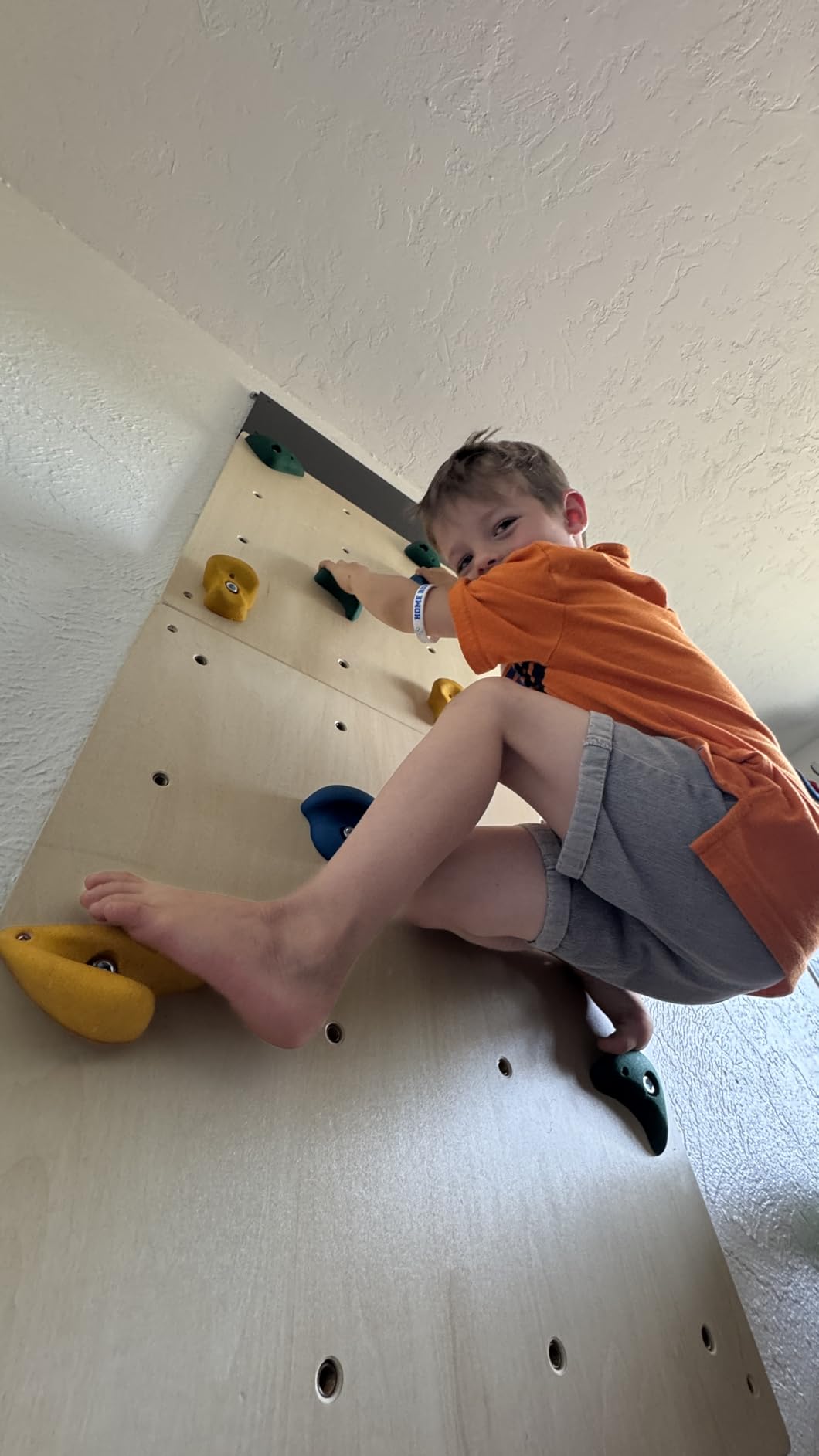 ComfyBumpy Rock Climbing Wall for Kids | Indoor Playground Play Gym Set with Drawing Blackboard & 12 Non-Slip Holds | Durable Wooden Climber for Ages 3+ | 132 lbs Capacity | Easy Assembly customer photo 2
