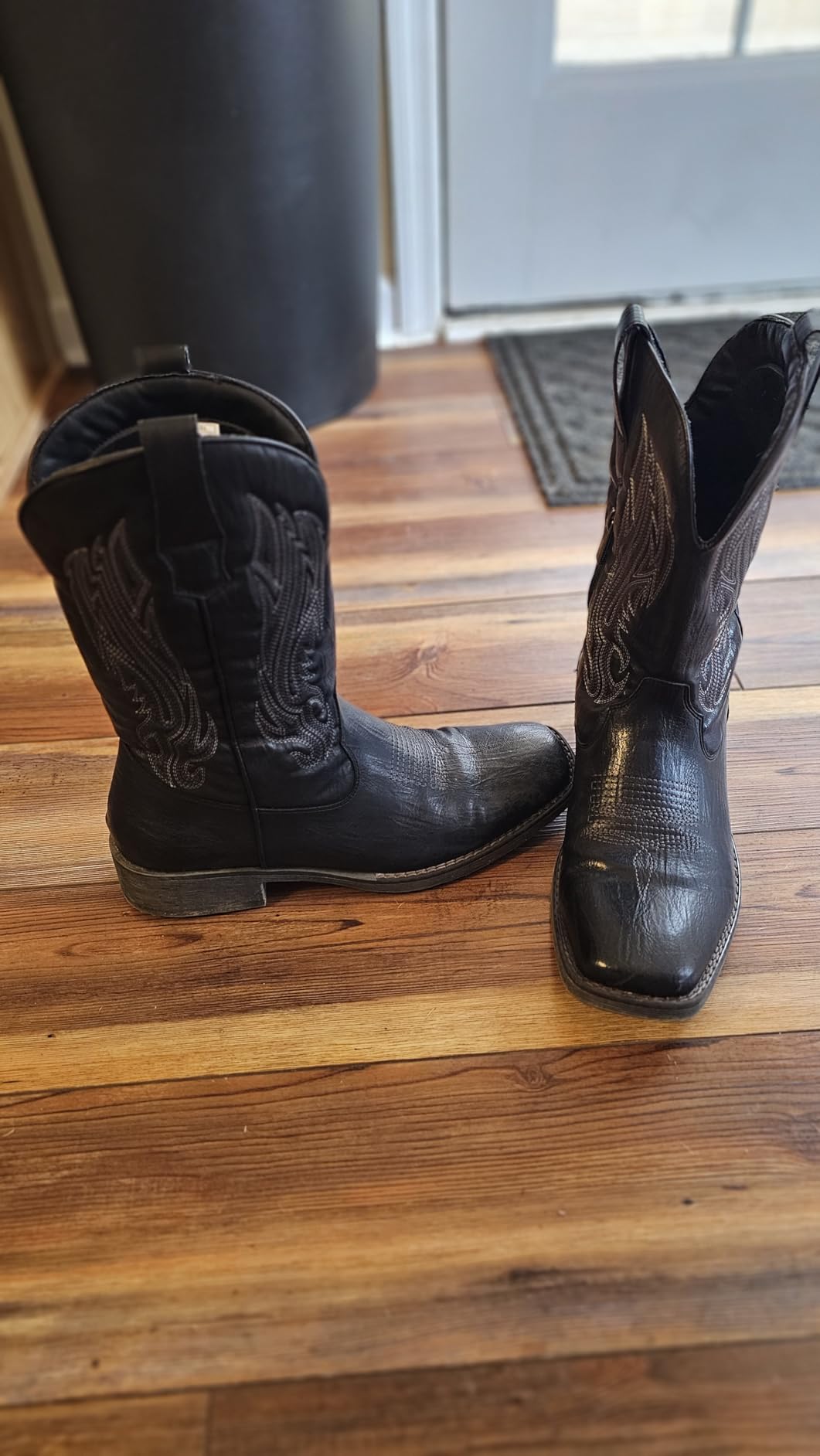 Jousen Cowboy Boots for Men Square Toe Western Side Zipper | Classic Embroidery Design Pull-On Style Removable Insole Comfortable Short Boot Everyday Casual Wear customer photo 2