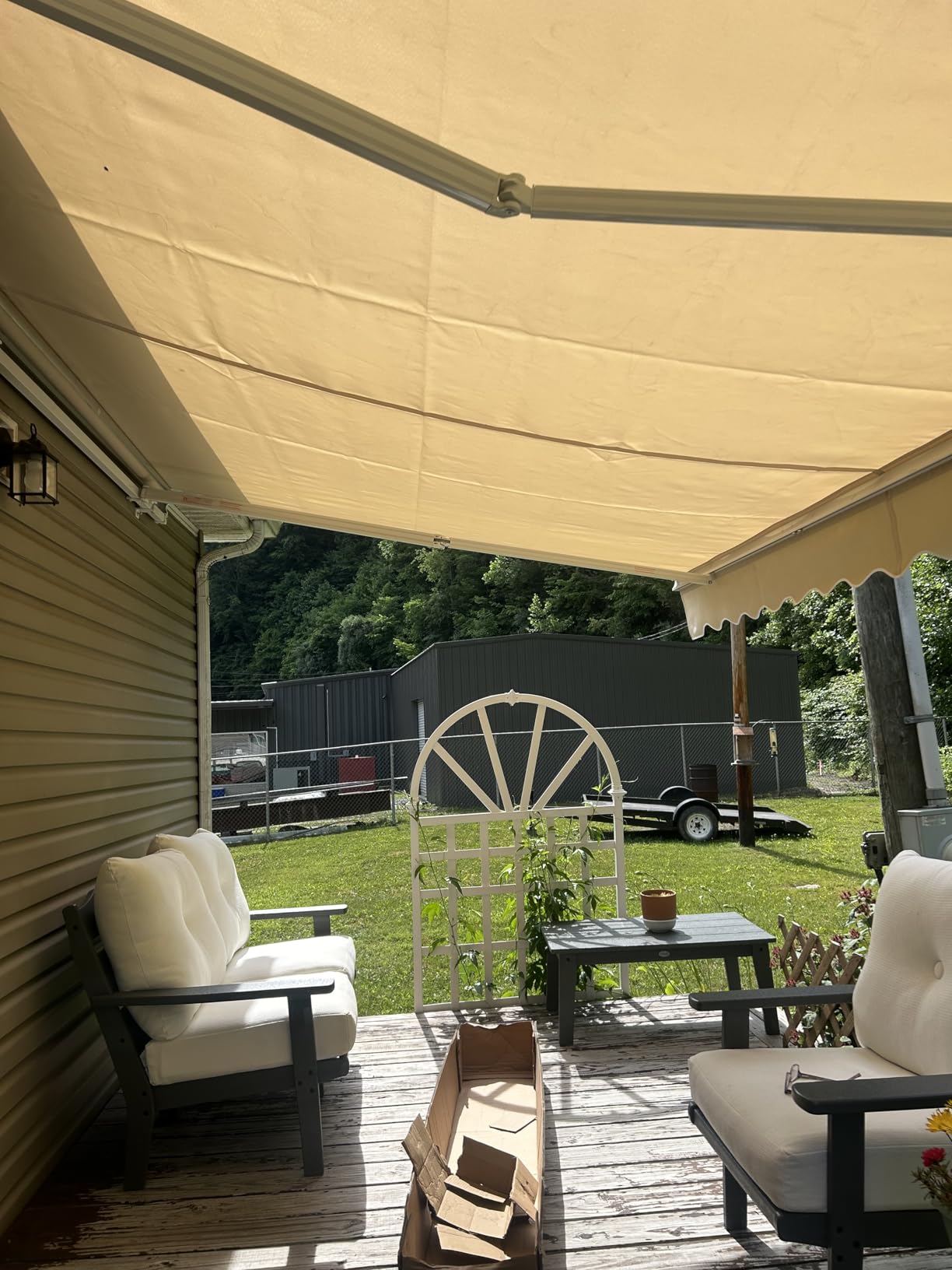 Yardenaler 12x10 FT Manual Retractable Outdoor Patio Awning, Window Sun Shade Shelter with Crank Handle & Canopy for Deck, Backyard, Garden, Balcony, Gray customer photo 1