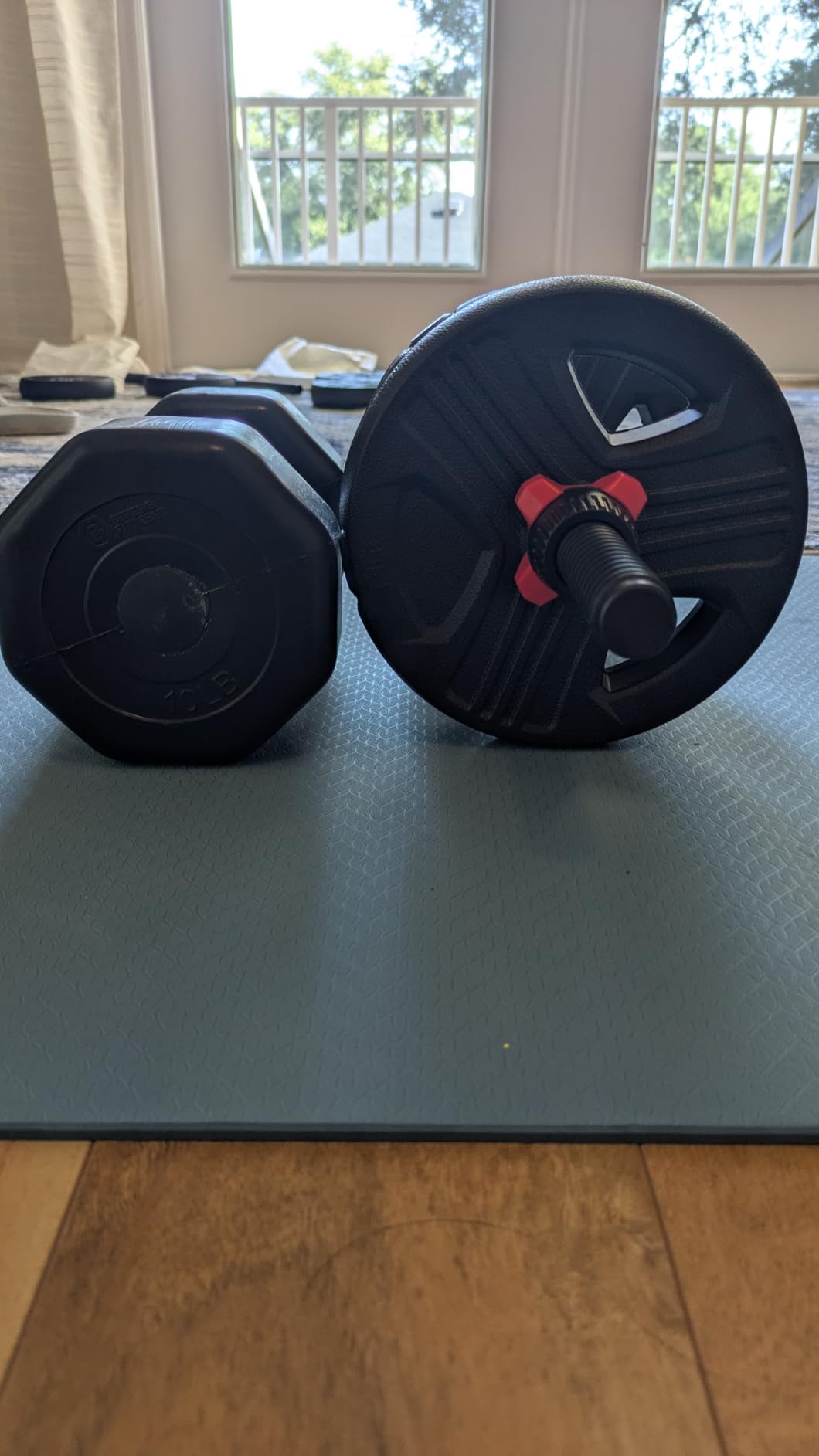 FITPLAM Adjustable Dumbbell Set, 20/35/45/55/70/90lbs Free Weights Set with Upgraded Nut, 5 in 1 Weight Set Used as Kettlebells, Barbell, Push up Stand for Home Gym customer photo 2