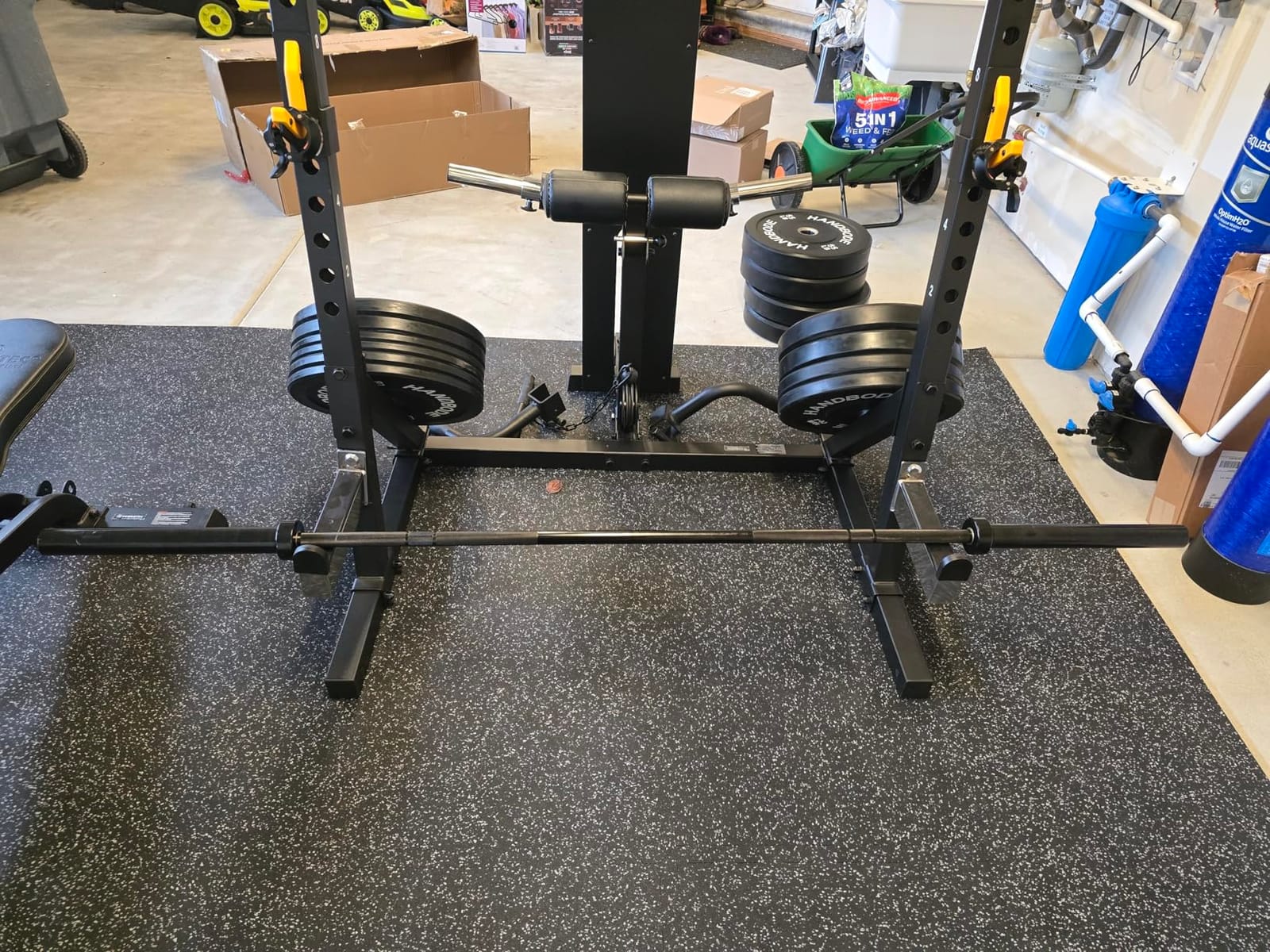 HANDBODE 7 ft Olympic Barbell, 45 lb Weight Bar, 2-Inch Sleeves | 1000-Pound Capacity, Hybrid Needle Bearings, Brass Bushings, 28 mm Knurl, Dual Grip Marks, Squats, Deadlifts, Bench Presses customer photo 1