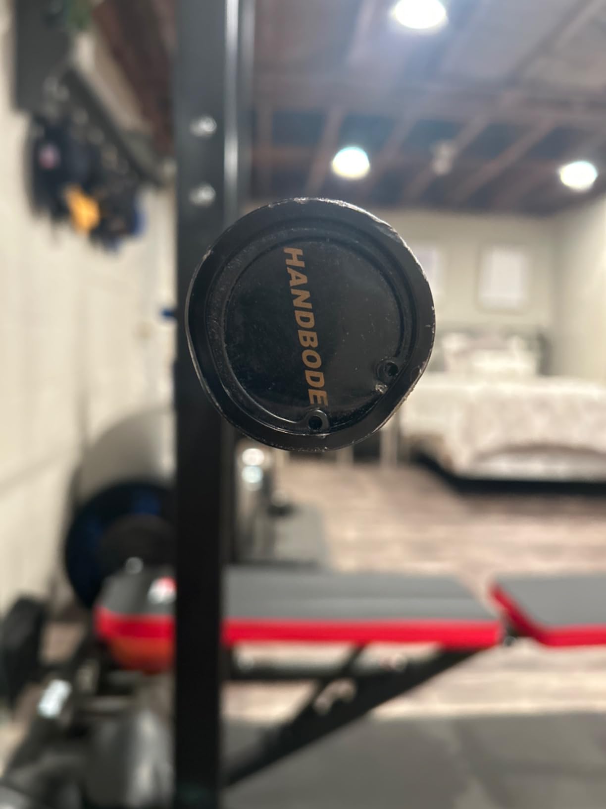 HANDBODE 7 ft Olympic Barbell, 45 lb Weight Bar, 2-Inch Sleeves | 1000-Pound Capacity, Hybrid Needle Bearings, Brass Bushings, 28 mm Knurl, Dual Grip Marks, Squats, Deadlifts, Bench Presses customer photo 2
